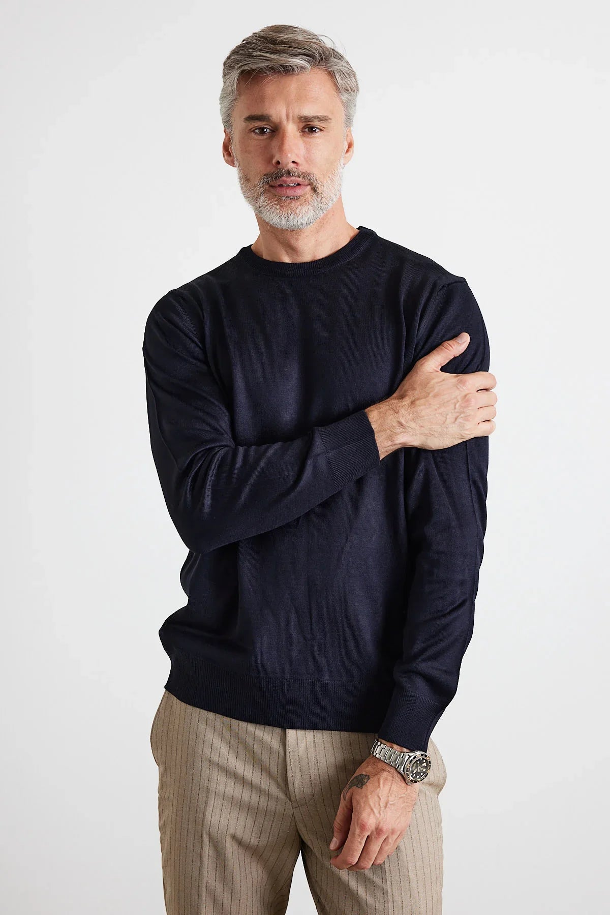 Erkek Büyük Beden Normal Kesim Bisiklet Yaka Triko Kazak - Livio Ferri