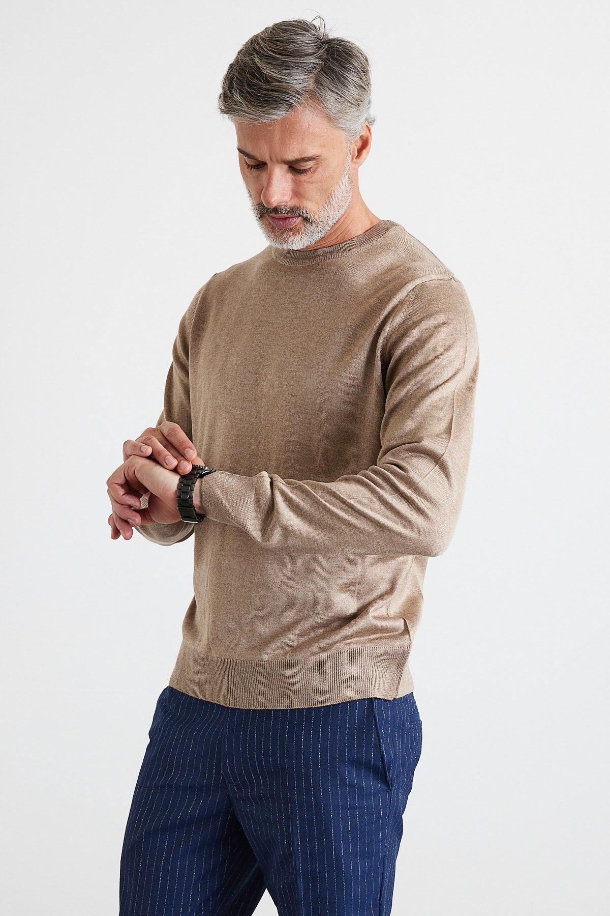 Erkek Büyük Beden Normal Kesim Bisiklet Yaka Triko Kazak - Livio Ferri