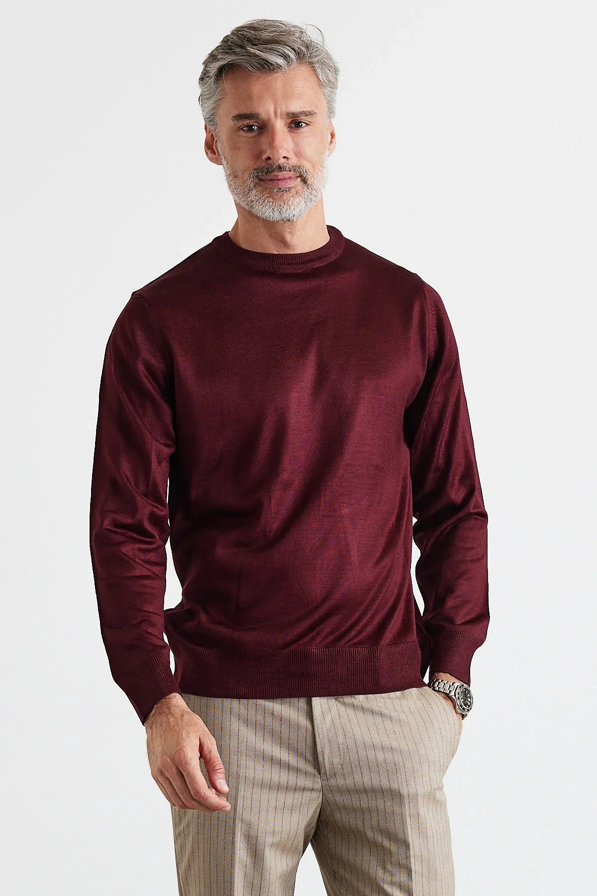 Erkek Büyük Beden Normal Kesim Bisiklet Yaka Triko Kazak - Livio Ferri