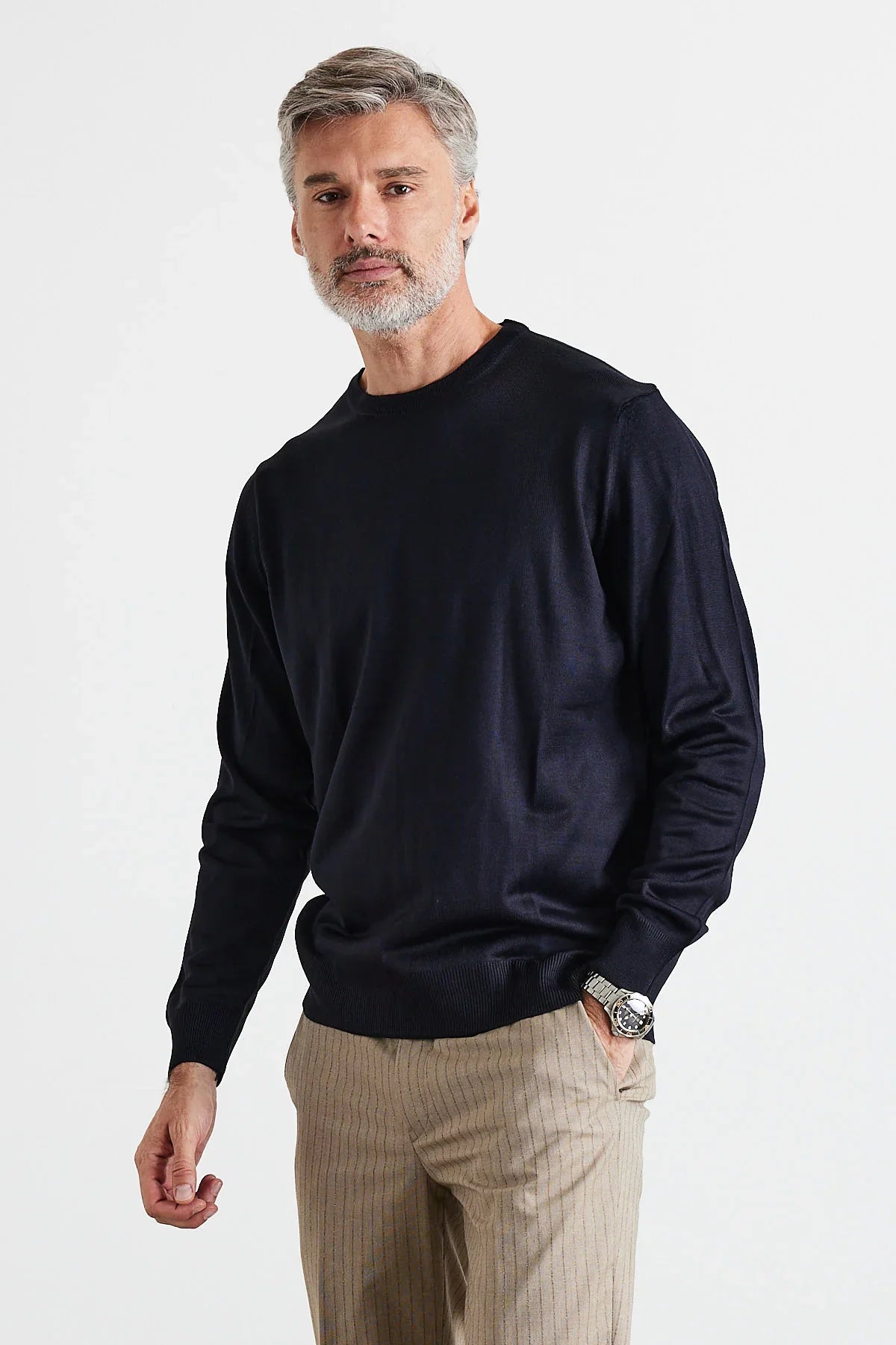 Erkek Büyük Beden Normal Kesim Bisiklet Yaka Triko Kazak - Livio Ferri