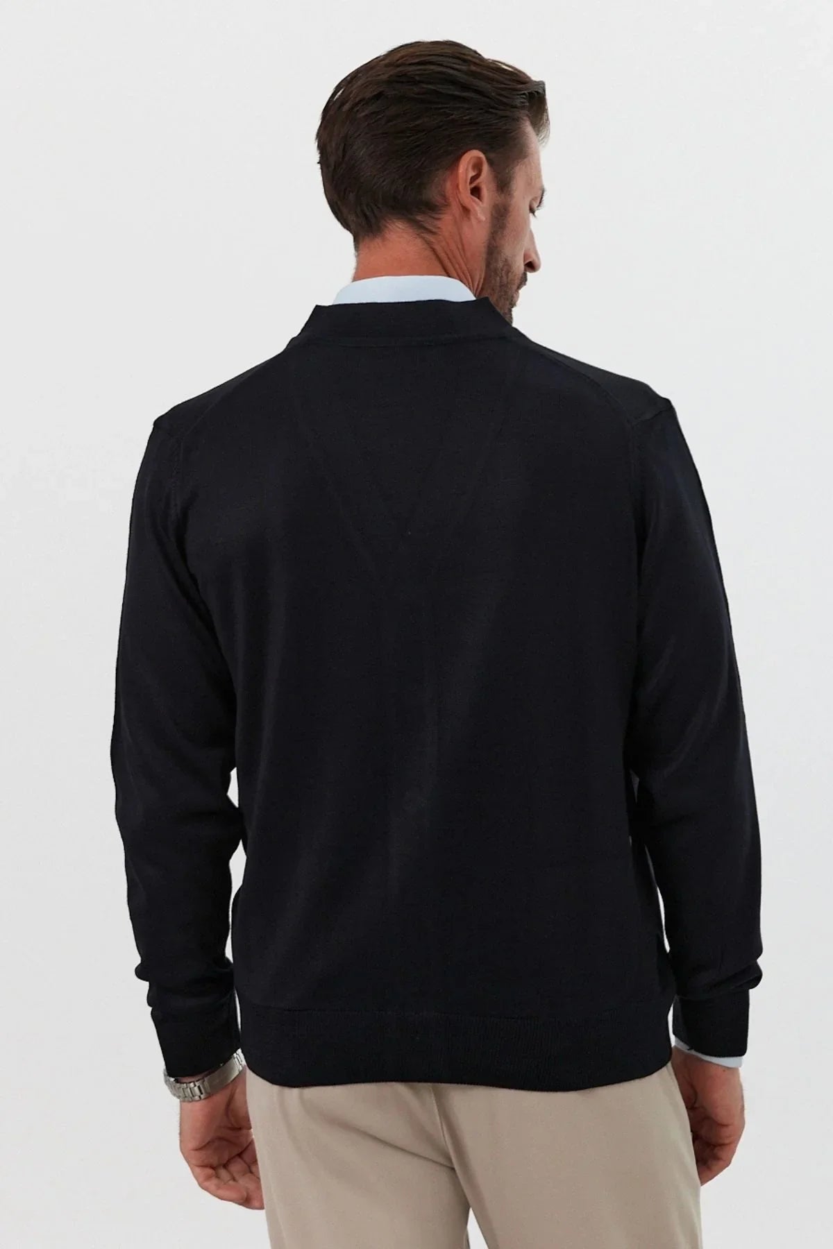 Erkek Büyük Beden Normal Kesim Cepli Hırka Triko - Livio Ferri