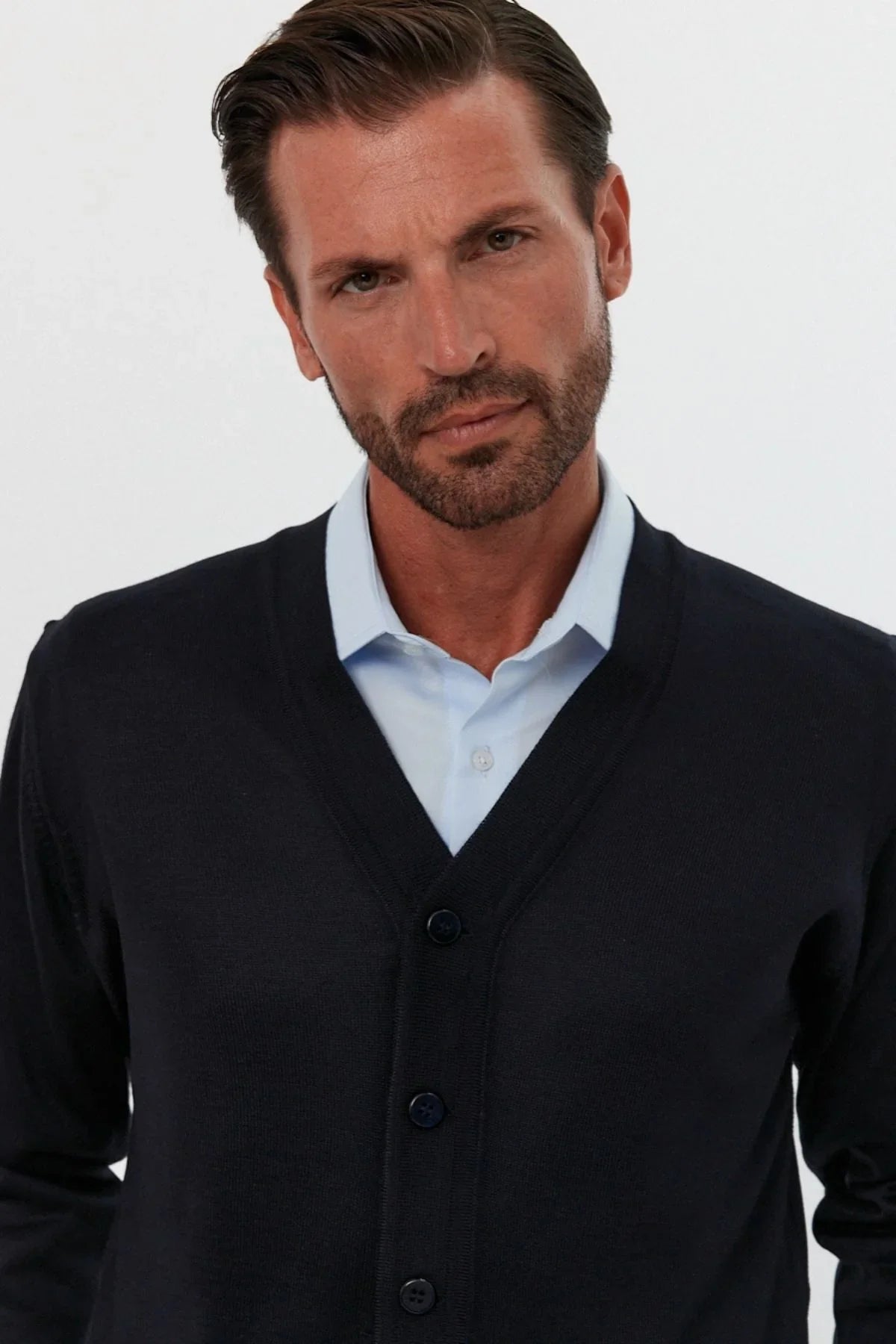 Erkek Büyük Beden Normal Kesim Cepli Hırka Triko - Livio Ferri