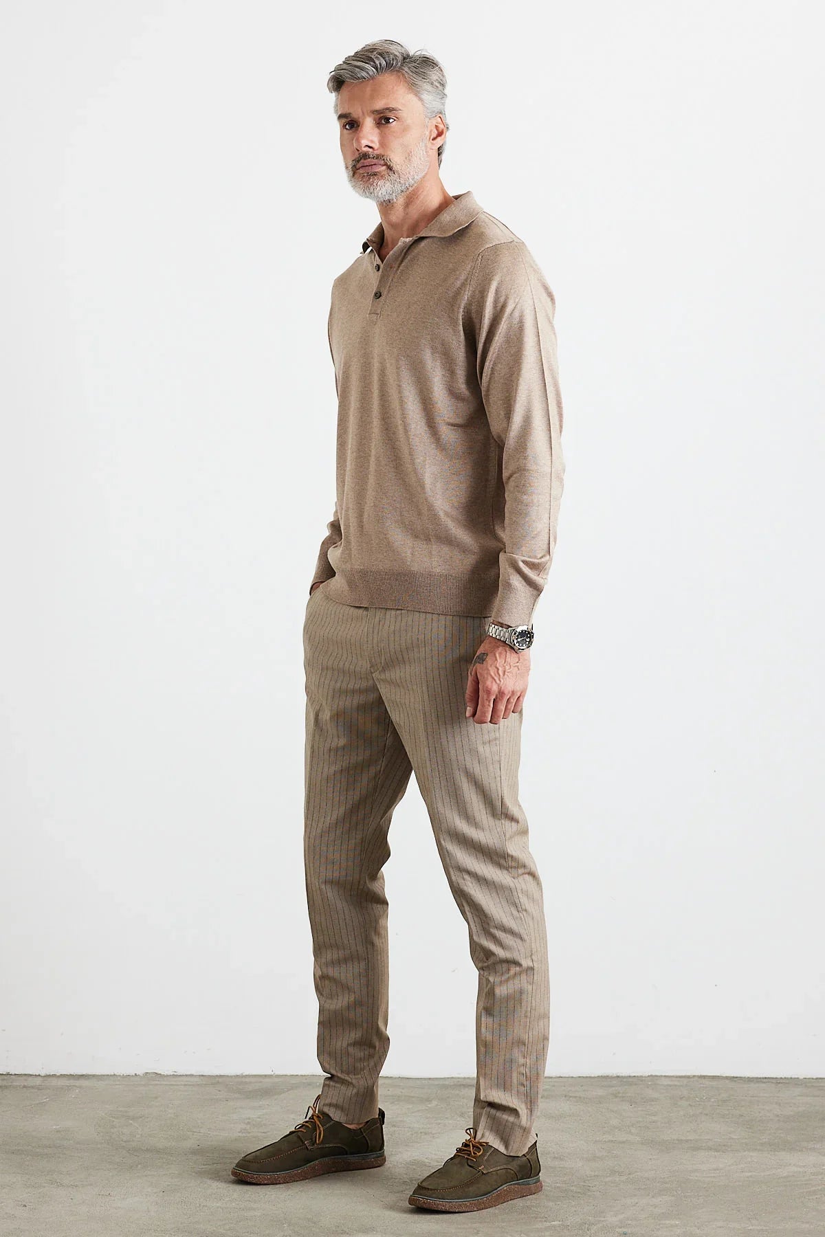 Erkek Büyük Beden Normal Kesim Polo Yaka Triko Kazak - Livio Ferri