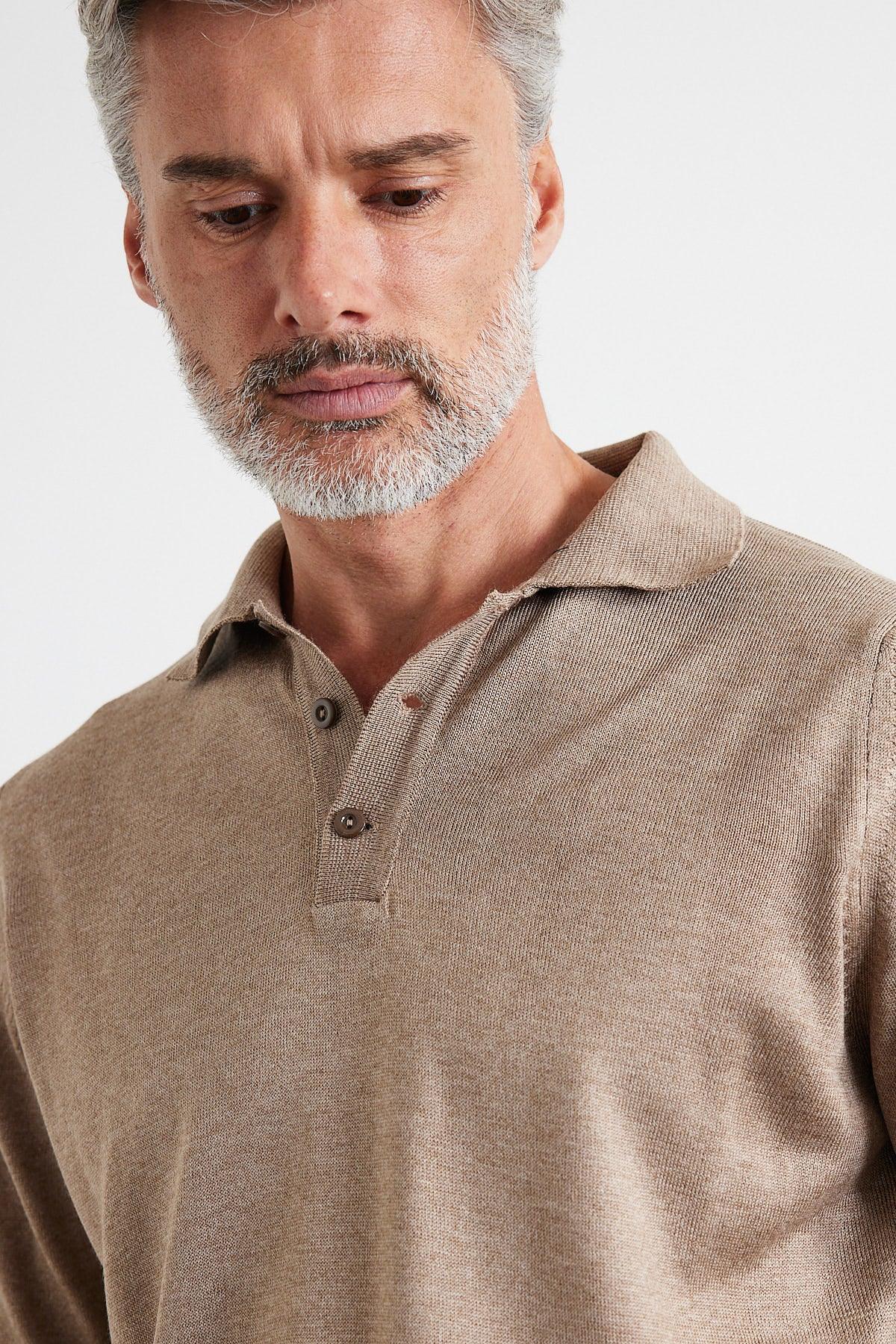 Erkek Büyük Beden Normal Kesim Polo Yaka Triko Kazak - Livio Ferri