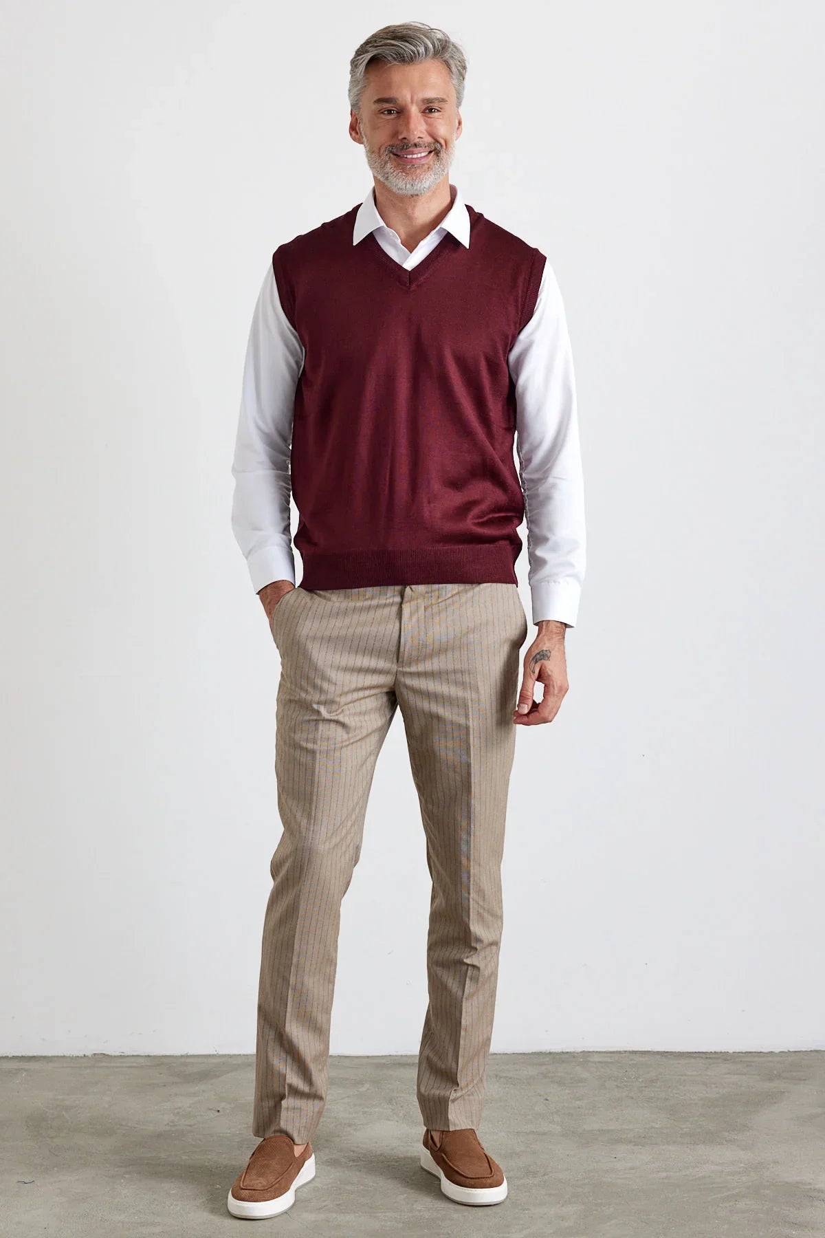 Erkek Büyük Beden Normal Kesim Kolsuz Süveter Triko Kazak - Livio Ferri