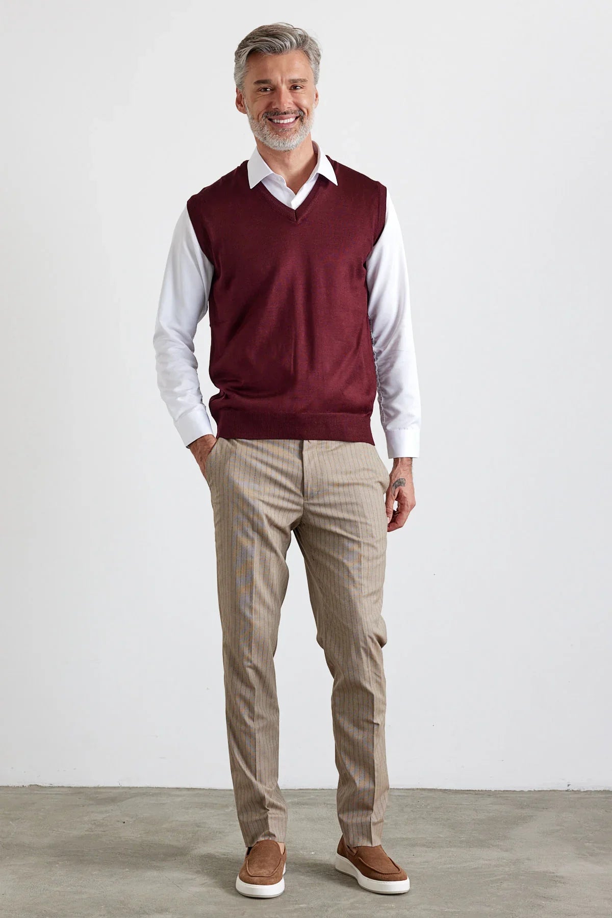 Erkek Büyük Beden Normal Kesim Kolsuz Süveter Triko Kazak - Livio Ferri