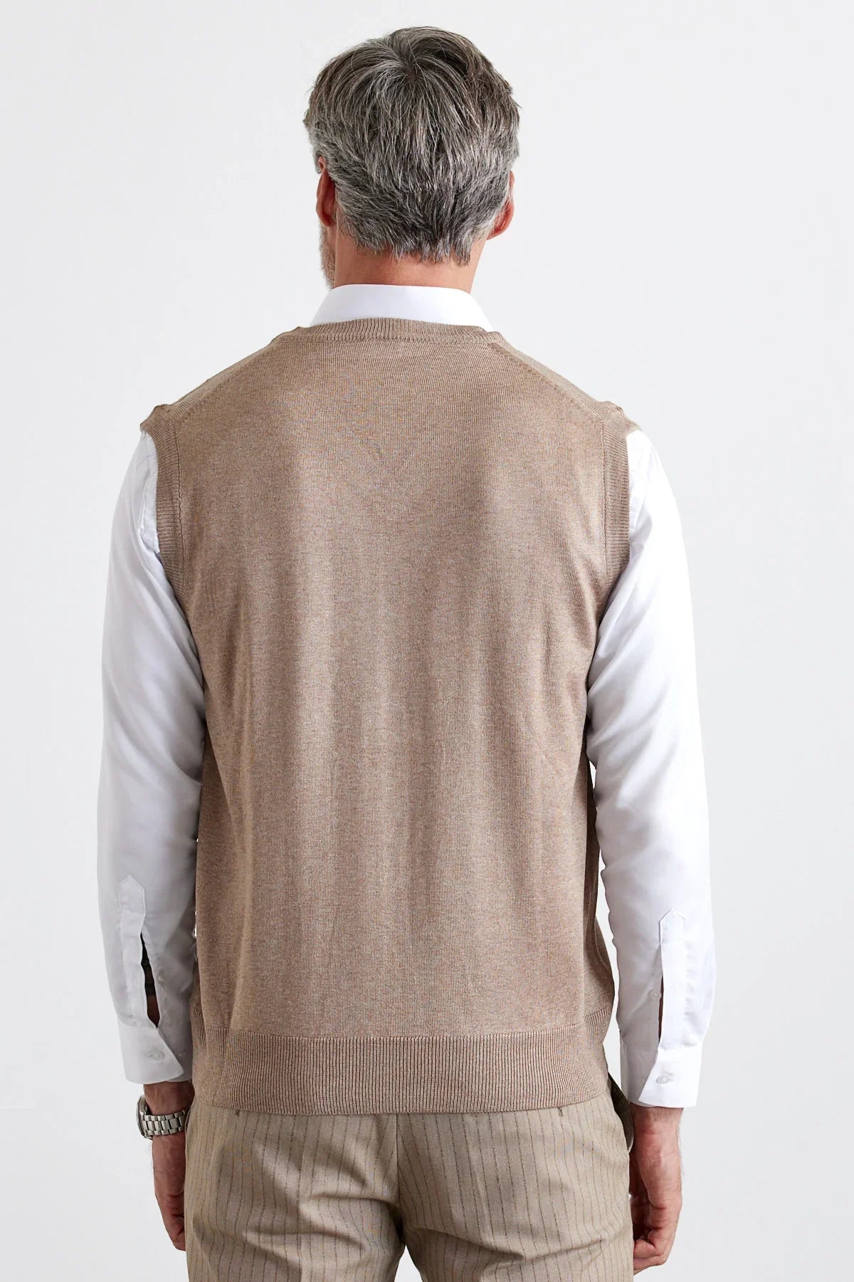 Erkek Büyük Beden Normal Kesim Kolsuz Süveter Triko Kazak - Livio Ferri