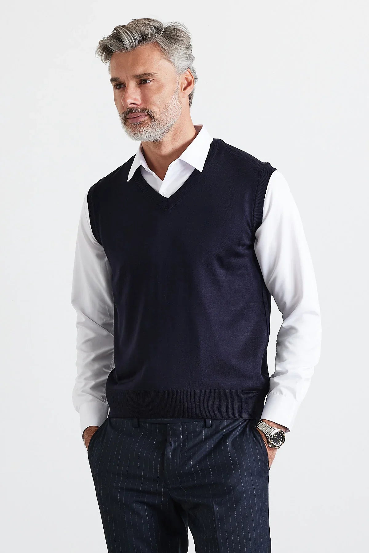 Erkek Büyük Beden Normal Kesim Kolsuz Süveter Triko Kazak - Livio Ferri