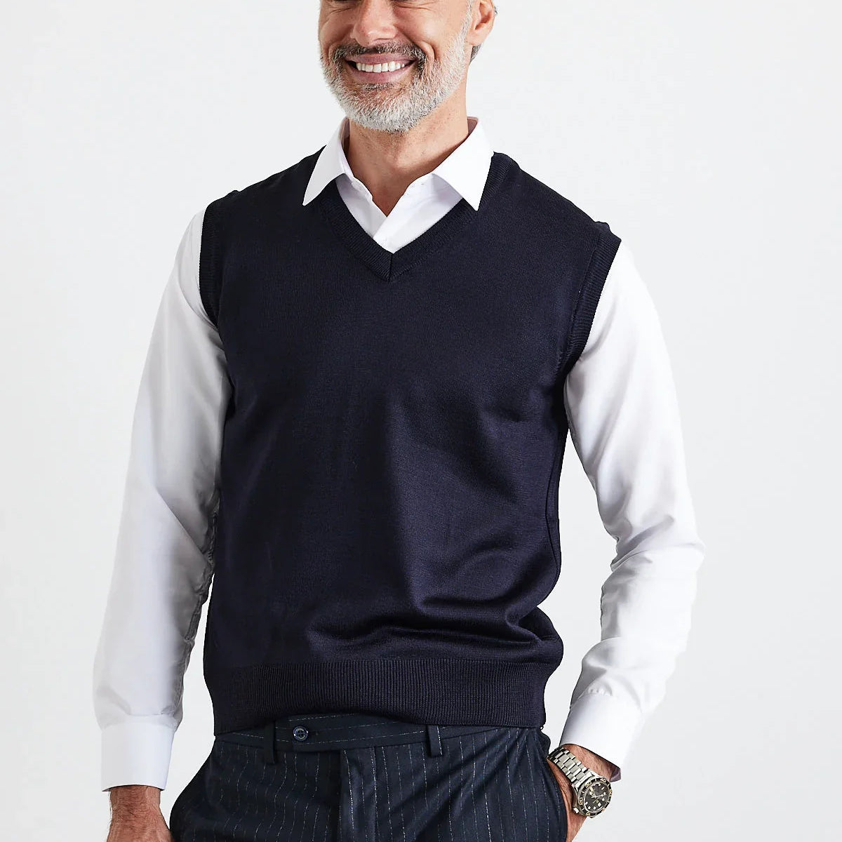 Erkek Büyük Beden Normal Kesim Kolsuz Süveter Triko Kazak