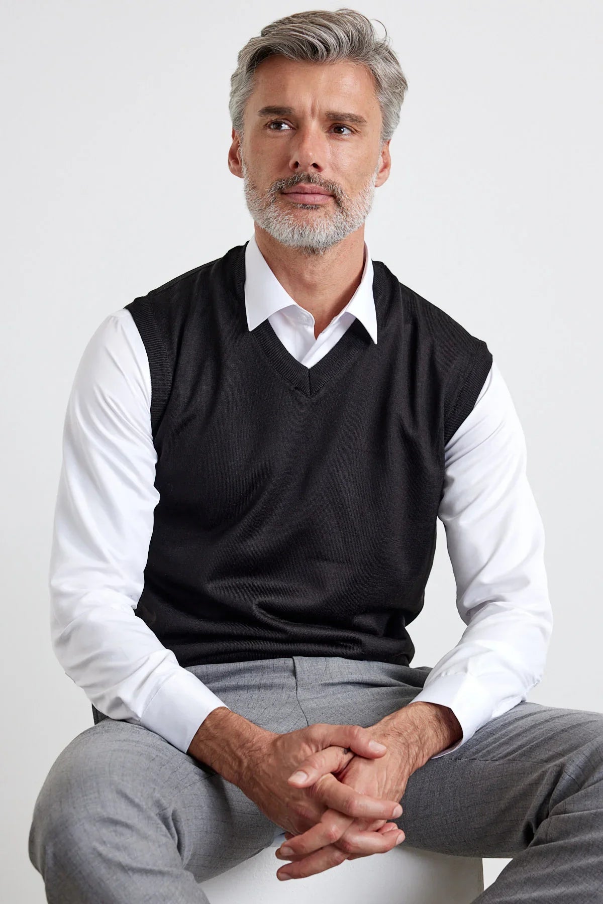 Erkek Büyük Beden Normal Kesim Kolsuz Süveter Triko Kazak - Livio Ferri