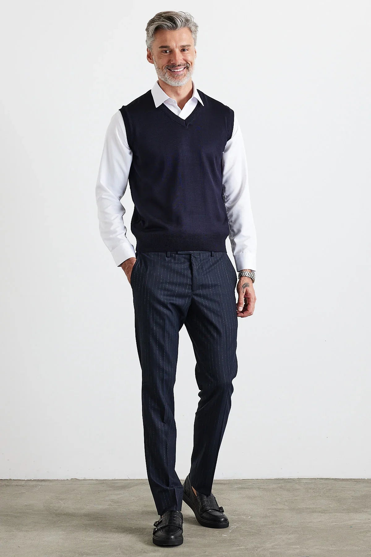 Erkek Büyük Beden Normal Kesim Kolsuz Süveter Triko Kazak - Livio Ferri