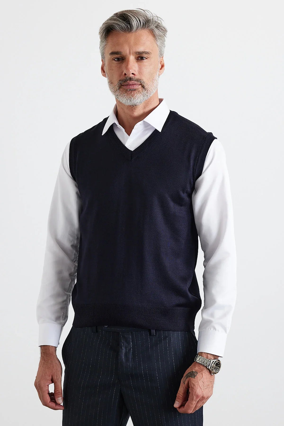 Erkek Büyük Beden Normal Kesim Kolsuz Süveter Triko Kazak - Livio Ferri