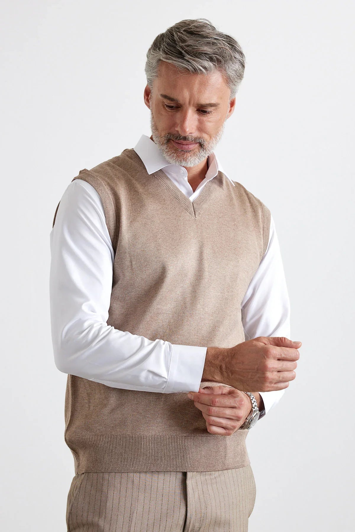 Erkek Büyük Beden Normal Kesim Kolsuz Süveter Triko Kazak - Livio Ferri