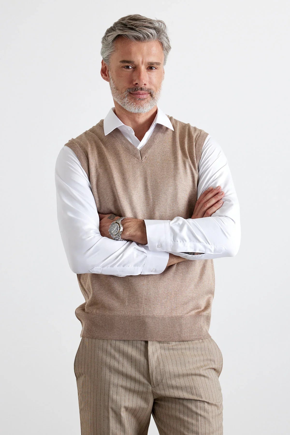 Erkek Büyük Beden Normal Kesim Kolsuz Süveter Triko Kazak - Livio Ferri