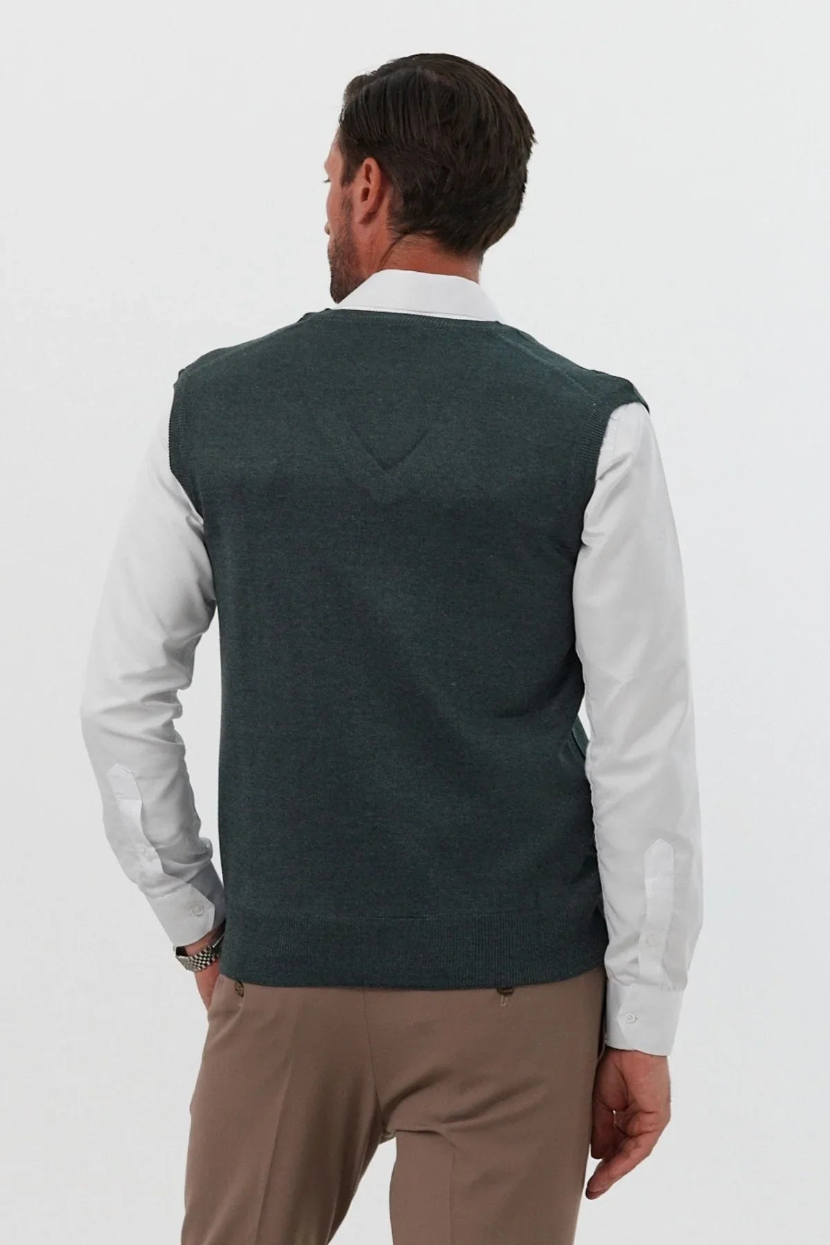 Erkek Büyük Beden Normal Kesim Kolsuz Süveter Triko Kazak - Livio Ferri