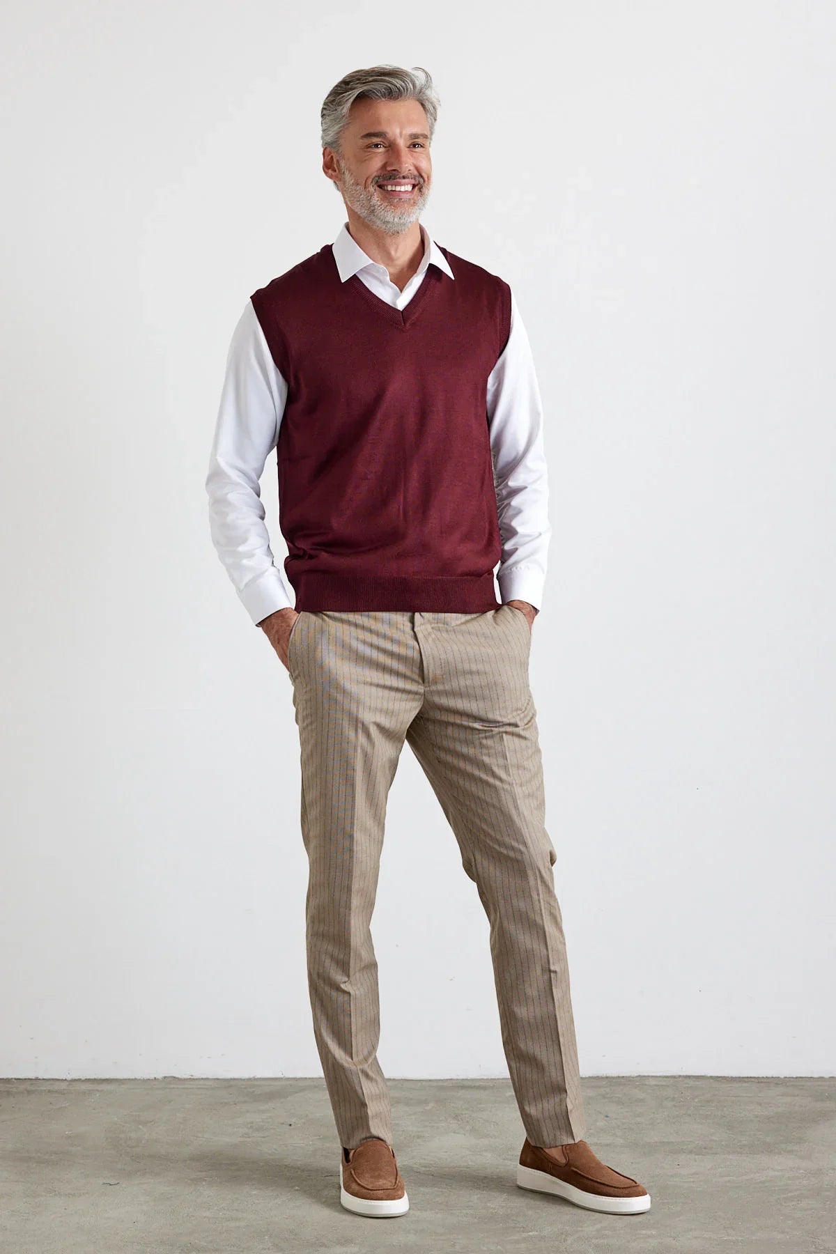 Erkek Büyük Beden Normal Kesim Kolsuz Süveter Triko Kazak - Livio Ferri