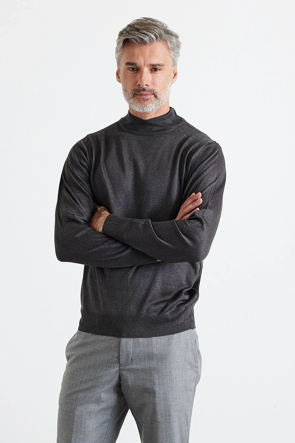 Erkek Büyük Beden Normal Kesim Yarım Balıkçı Yaka Triko Kazak - Livio Ferri