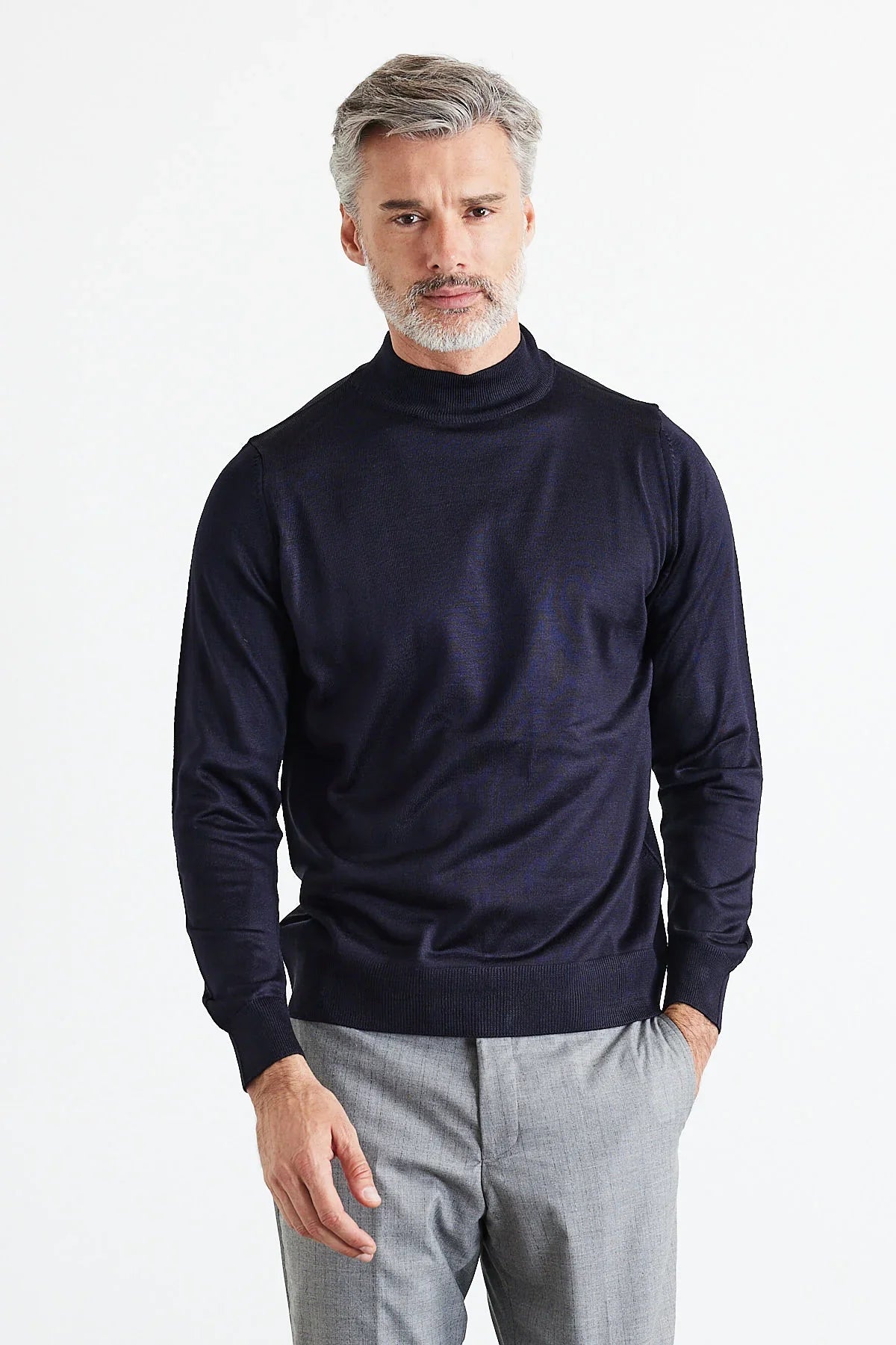 Erkek Büyük Beden Normal Kesim Yarım Balıkçı Yaka Triko Kazak - Livio Ferri