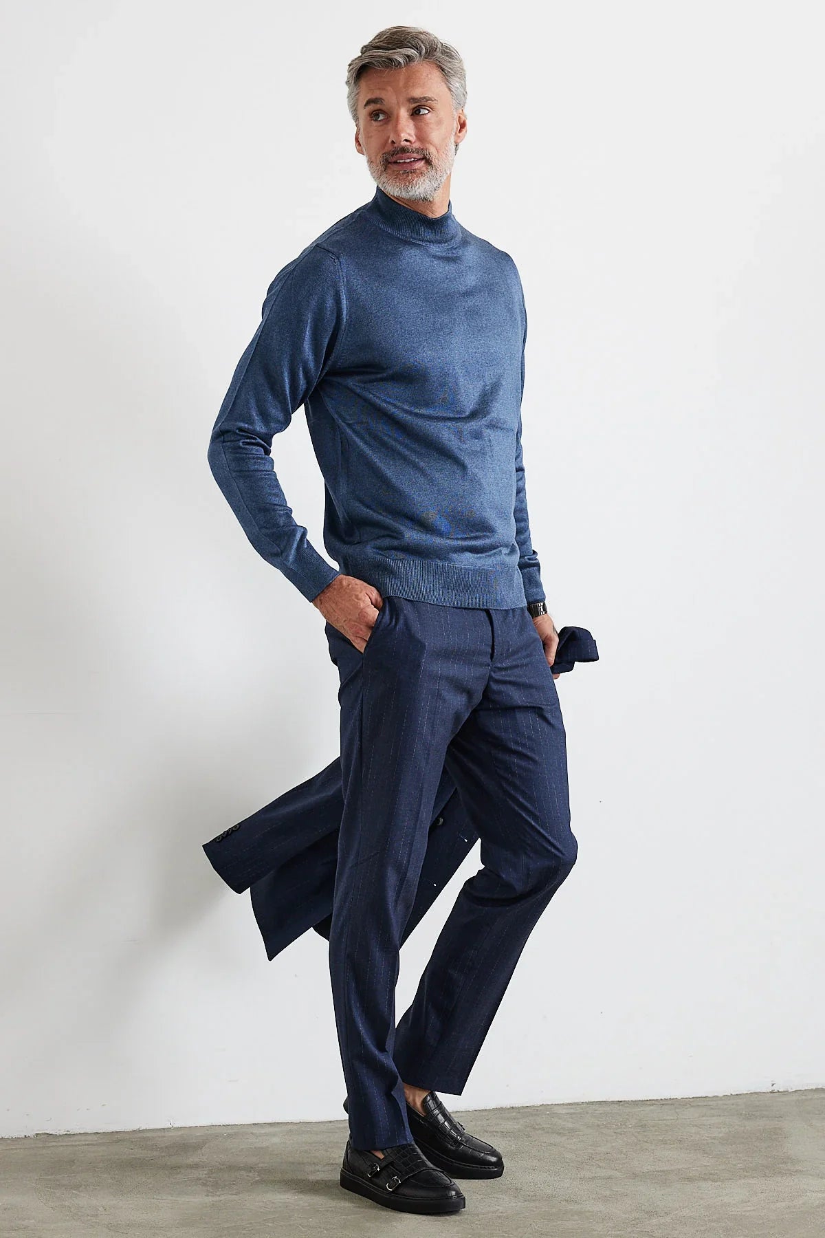 Erkek Büyük Beden Normal Kesim Yarım Balıkçı Yaka Triko Kazak - Livio Ferri