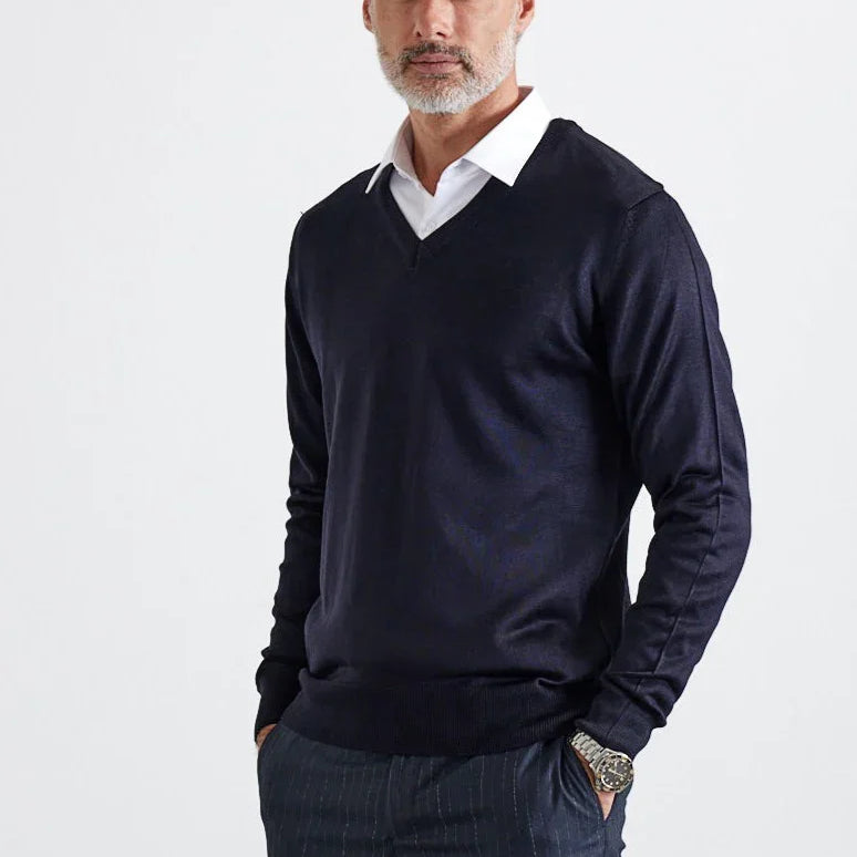 Erkek Büyük Beden Standart Fit Normal Kesim V Yaka Triko Kazak