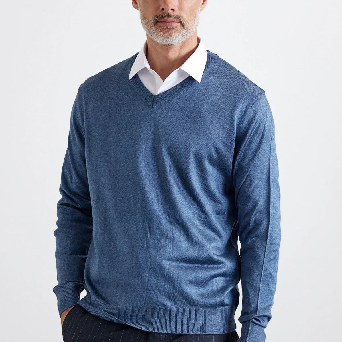 Erkek Büyük Beden Standart Fit Normal Kesim V Yaka Triko Kazak