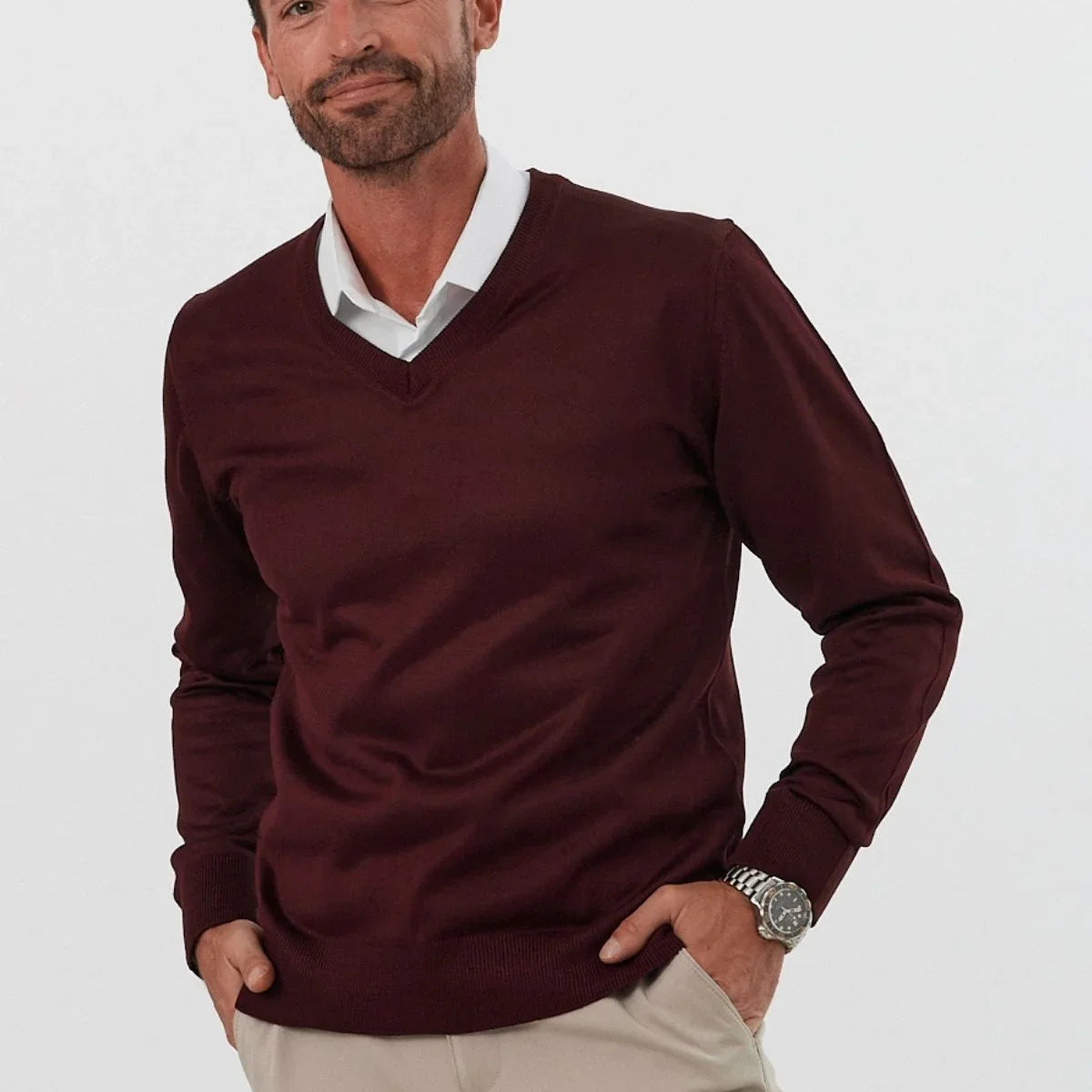 Erkek Büyük Beden Standart Fit Normal Kesim V Yaka Triko Kazak