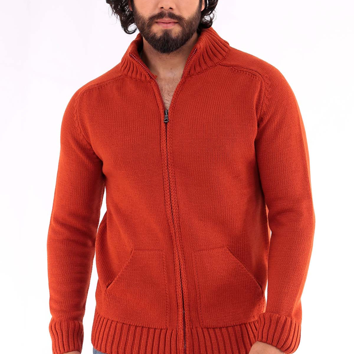 Erkek Fermuarlı Kalın Cepli Kazak