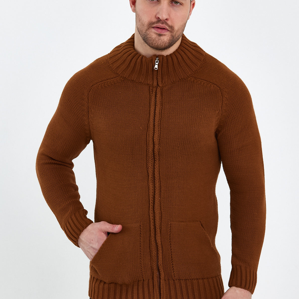 Erkek Fermuarlı Kalın Cepli Kazak