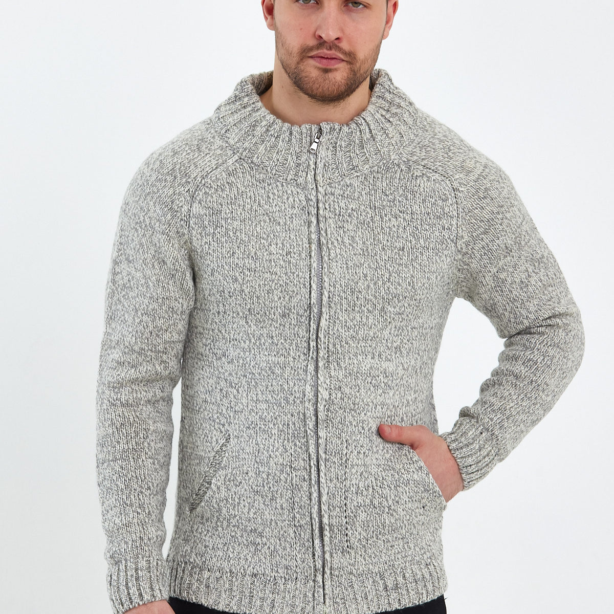 Erkek Fermuarlı Kalın Cepli Kazak