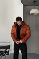 Erkek Kapüşonlu Fermuarlı Cepli Kışlık Şişme Kısa Mont - Livio Ferri