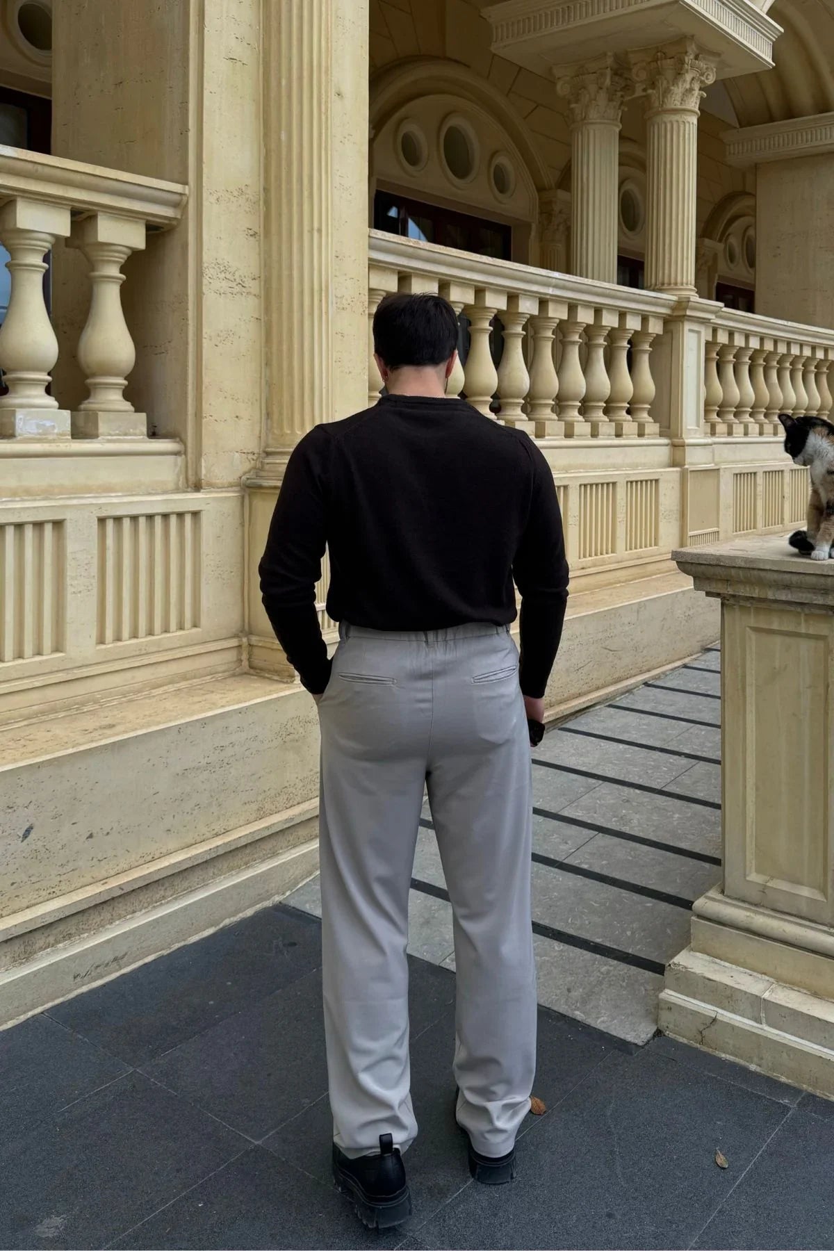 Erkek Kumaş Baggy Kalıp Pileli Pantolon - Livio Ferri