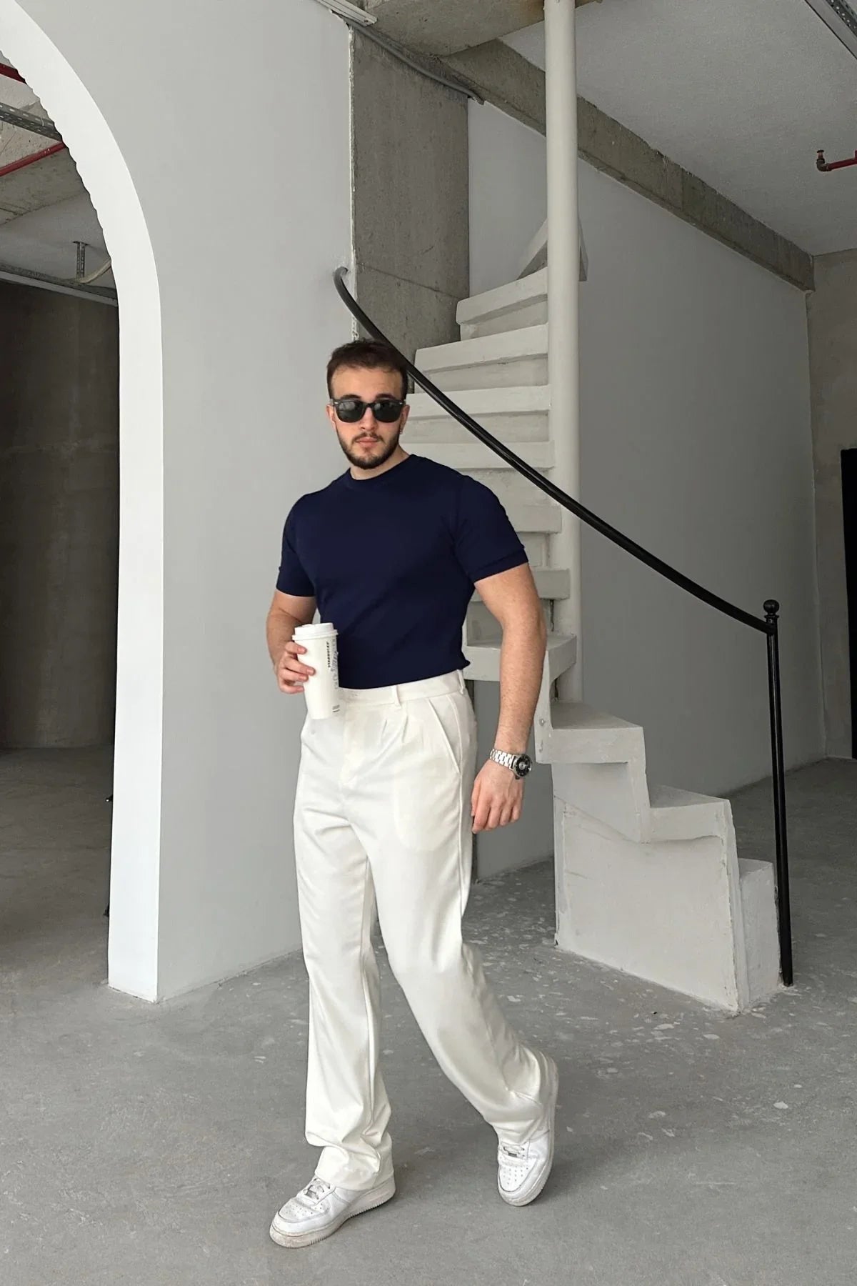 Erkek Kumaş Baggy Kalıp Pileli Pantolon - Livio Ferri