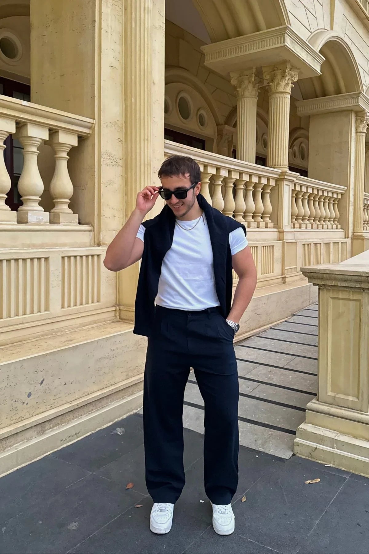 Erkek Kumaş Baggy Kalıp Pileli Pantolon - Livio Ferri