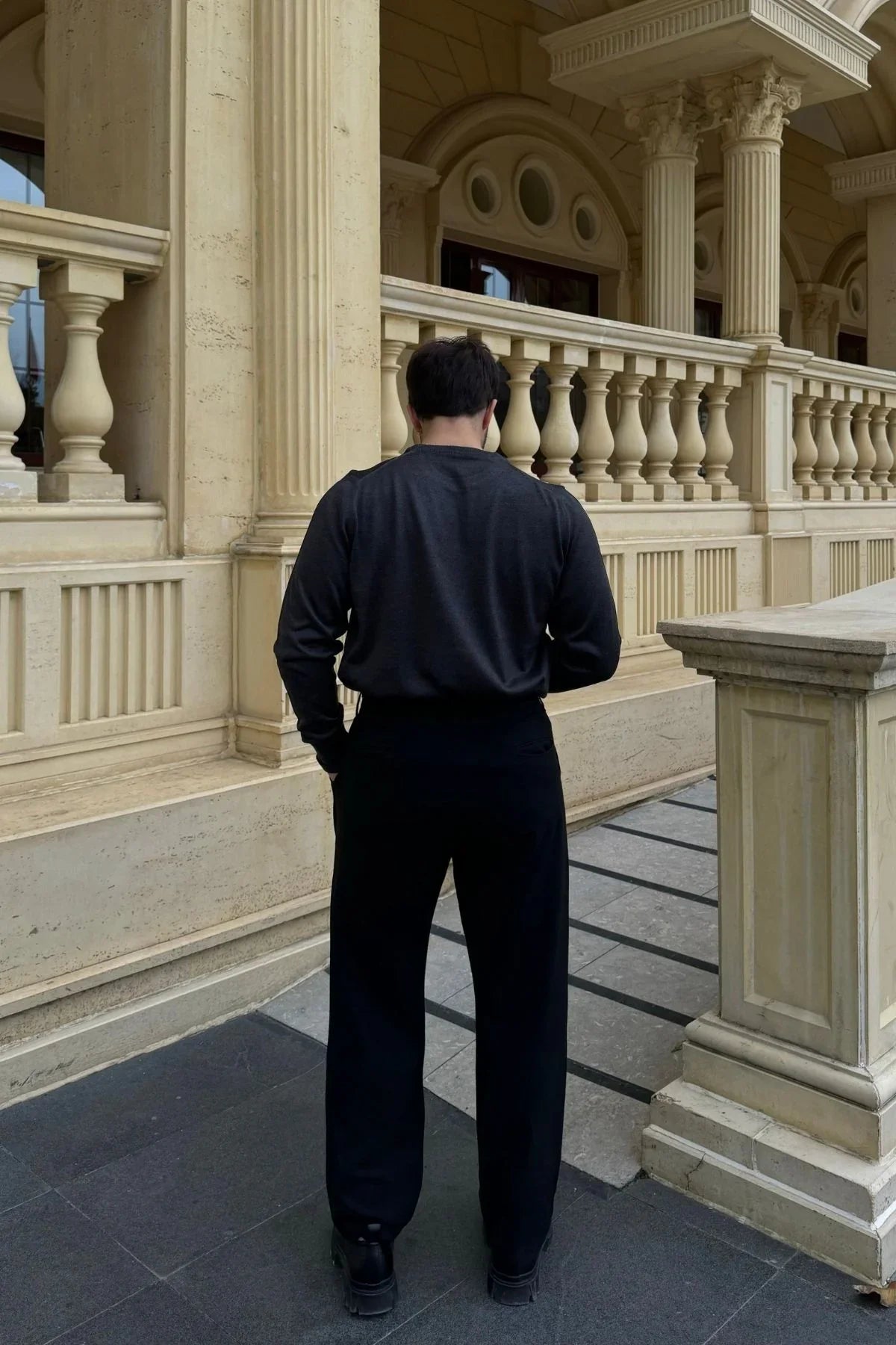 Erkek Kumaş Baggy Kalıp Pileli Pantolon - Livio Ferri