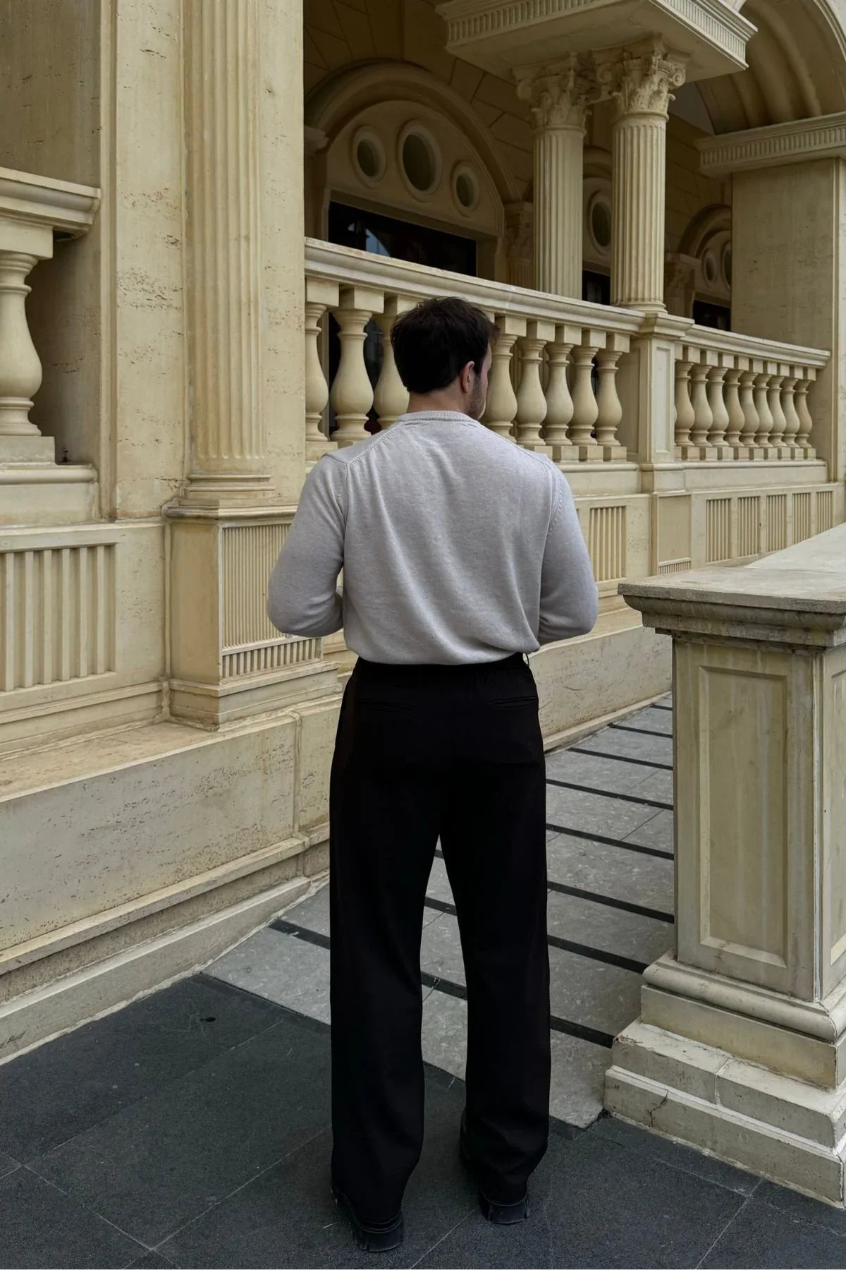 Erkek Kumaş Baggy Kalıp Pileli Pantolon - Livio Ferri