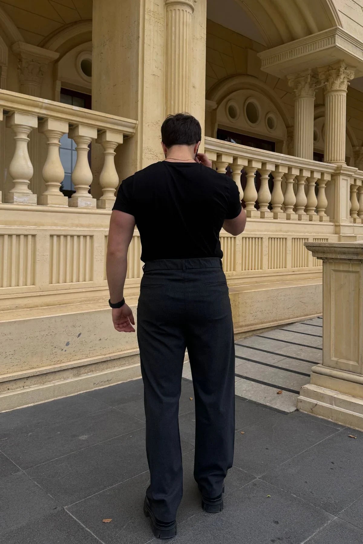 Erkek Kumaş Baggy Kalıp Pileli Pantolon - Livio Ferri