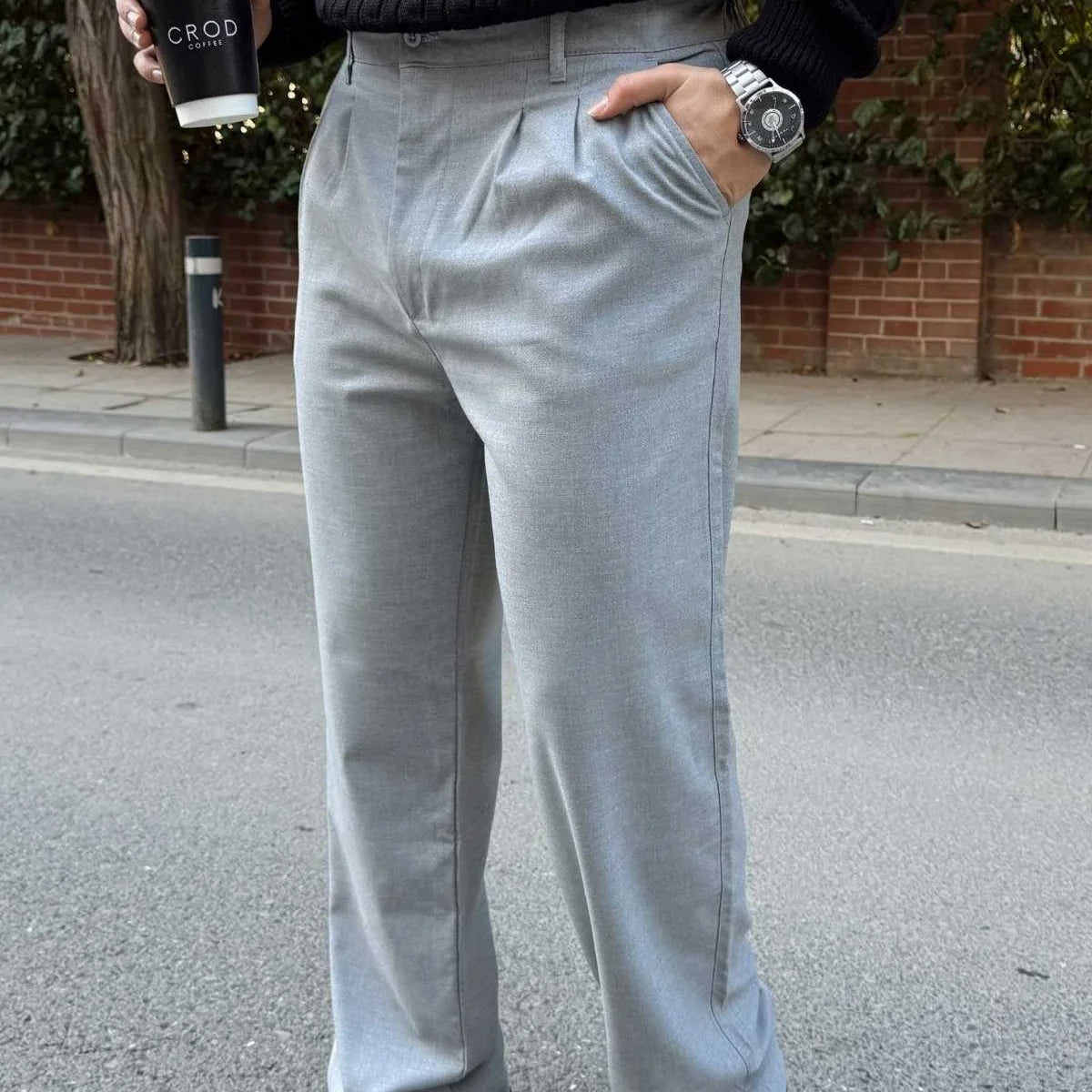 Erkek Kumaş Baggy Kalıp Pileli Pantolon