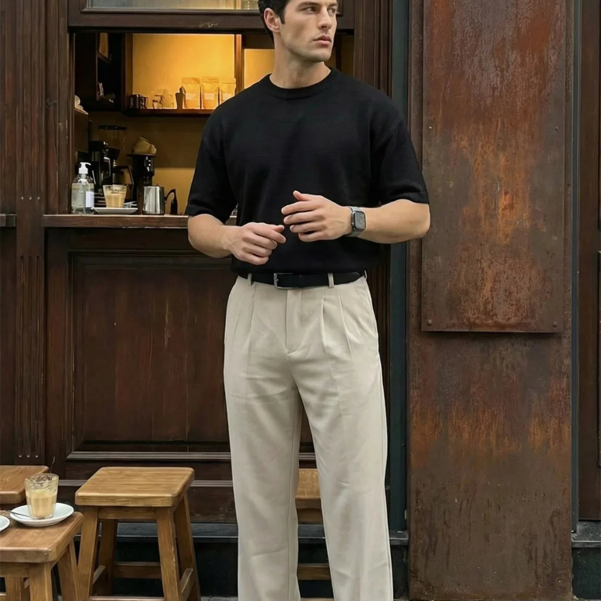 Erkek Kumaş Baggy Kalıp Pileli Pantolon