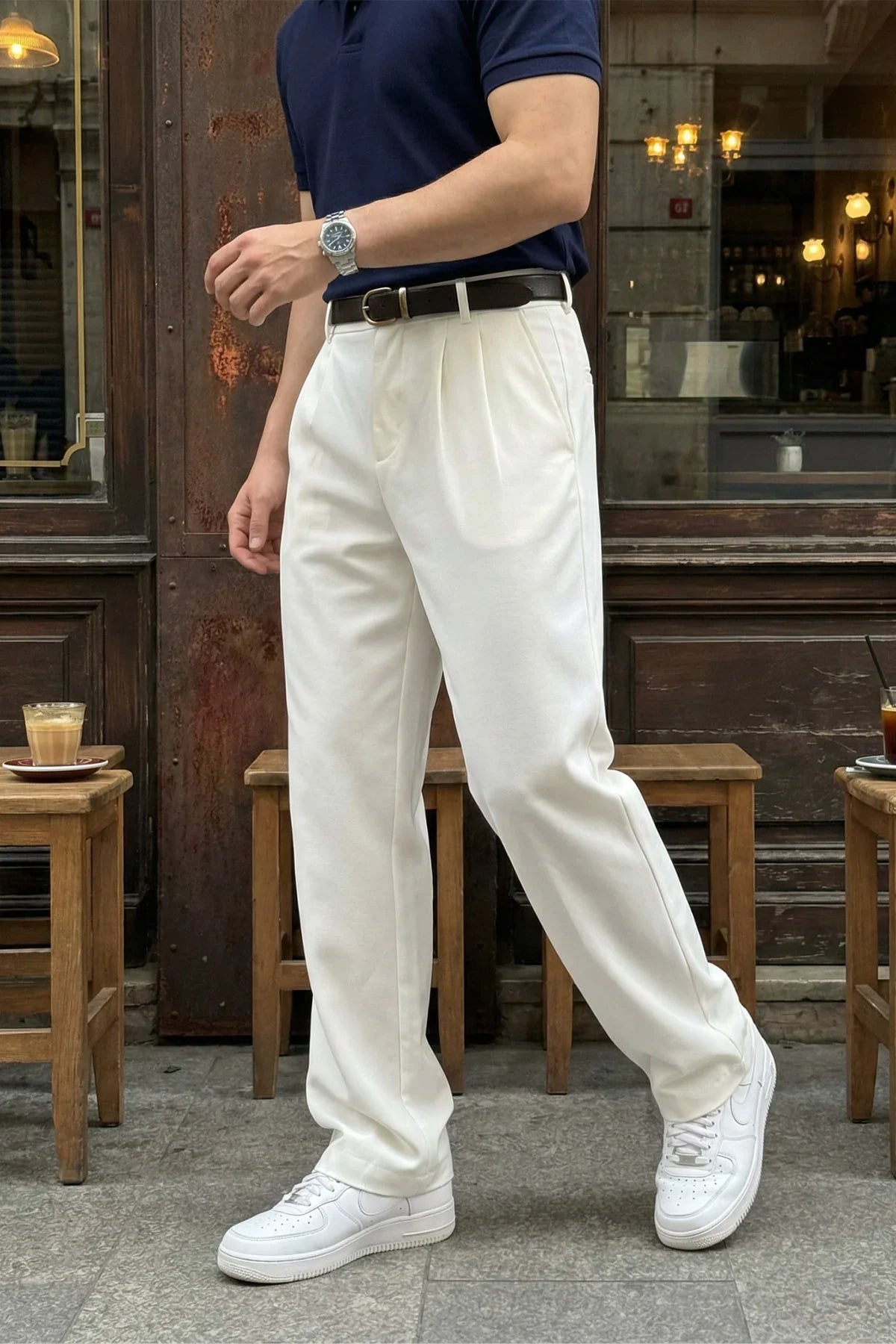 Erkek Kumaş Baggy Kalıp Pileli Pantolon - Livio Ferri