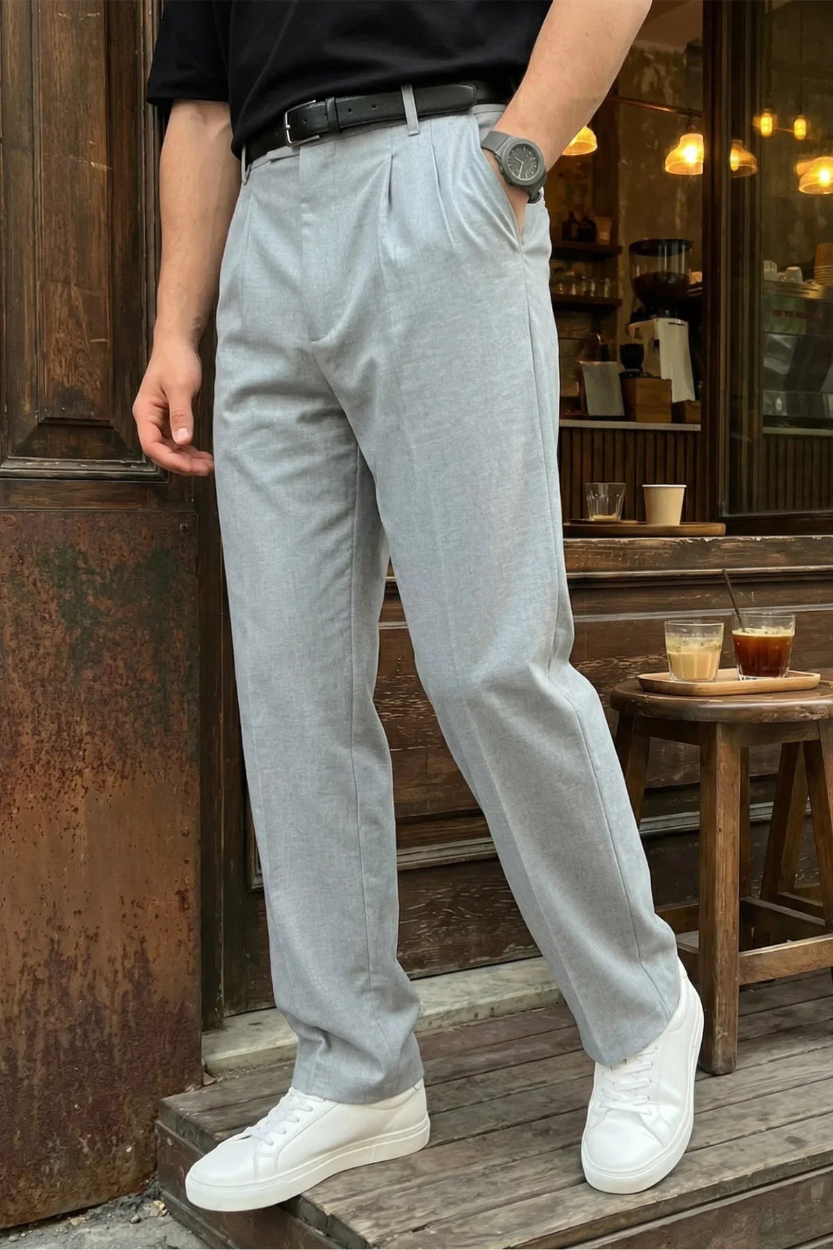 Erkek Kumaş Baggy Kalıp Pileli Pantolon - Livio Ferri