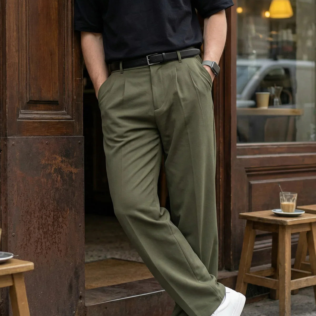 Erkek Kumaş Baggy Kalıp Pileli Pantolon