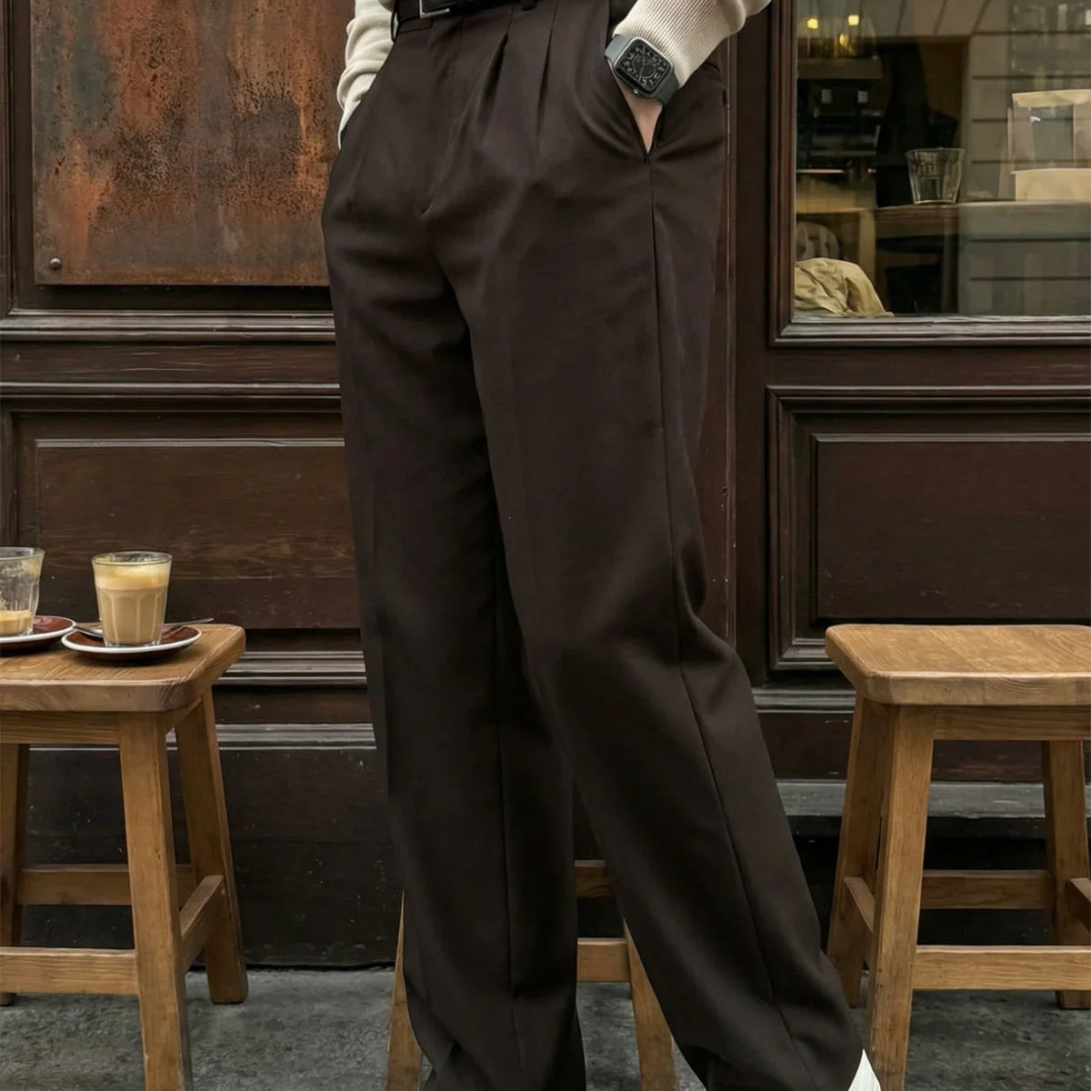 Erkek Kumaş Baggy Kalıp Pileli Pantolon