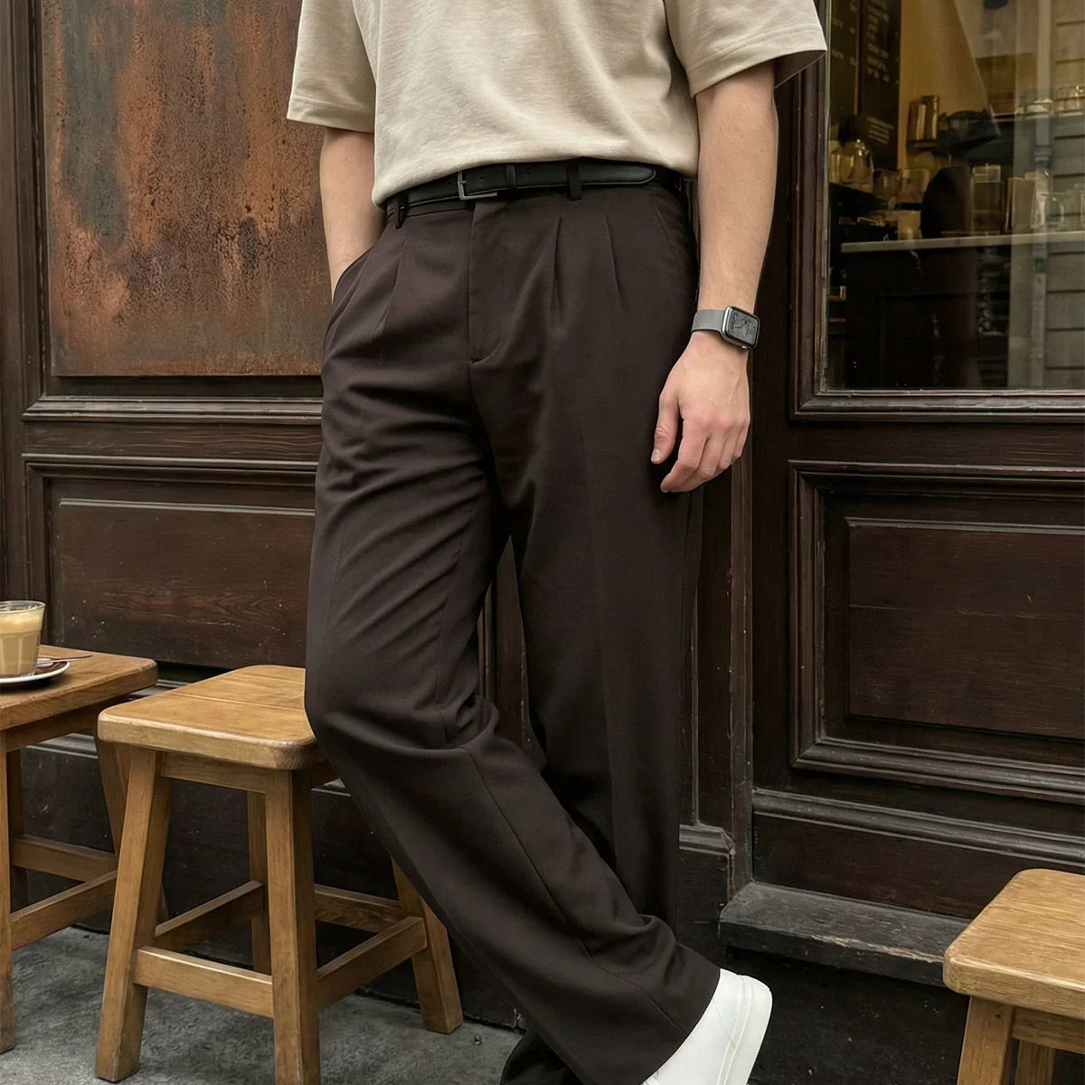 Erkek Kumaş Baggy Kalıp Pileli Pantolon