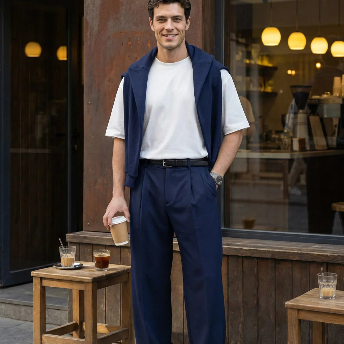 Erkek Kumaş Baggy Kalıp Pileli Pantolon