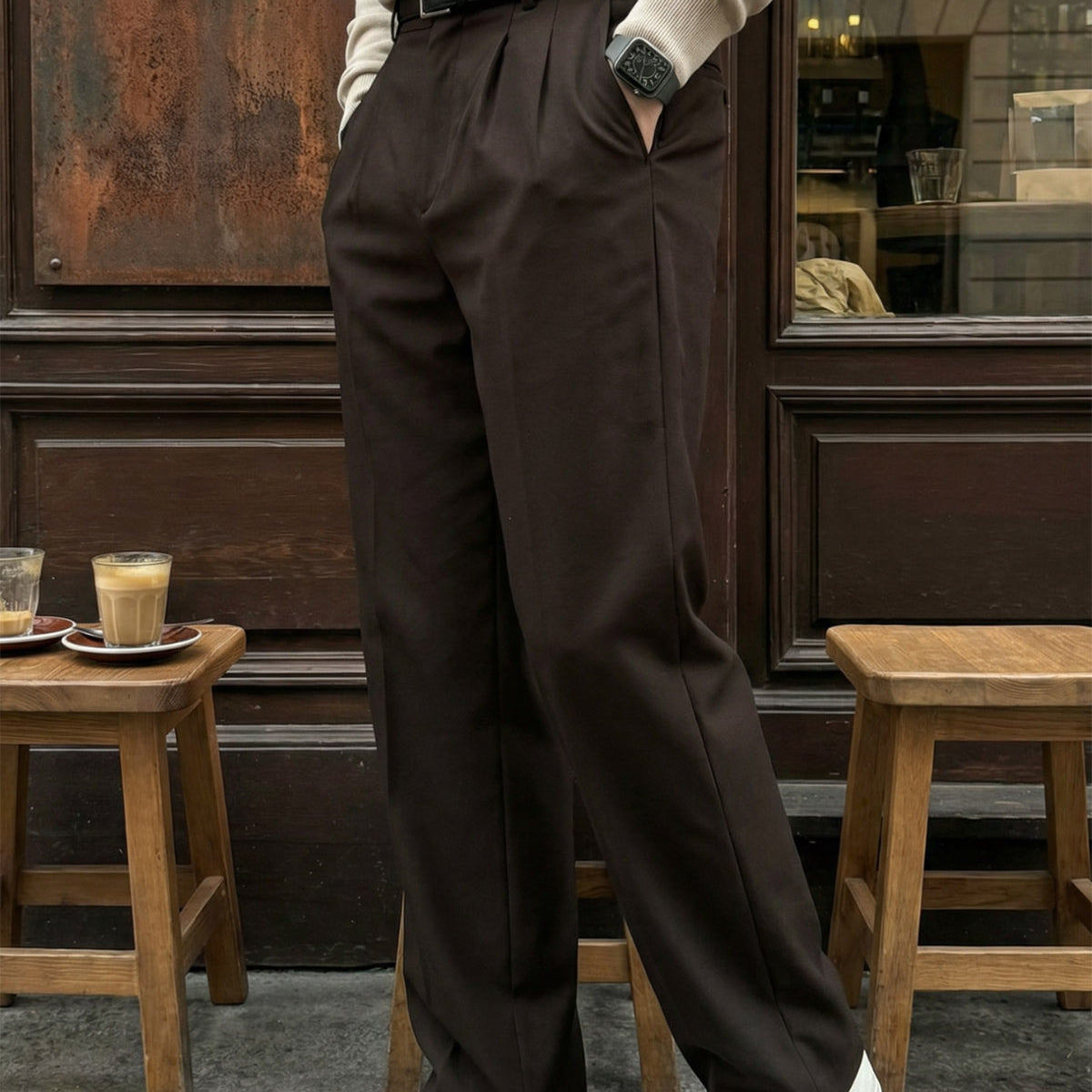 Erkek Kumaş Baggy Kalıp Pileli Pantolon