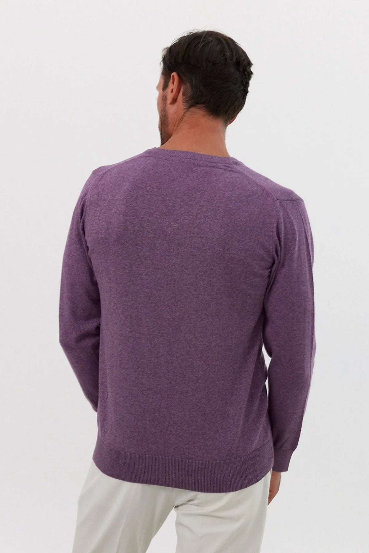 Erkek Pamuk V Yaka Standart Fit Normal Kesim Triko Kazak - Livio Ferri