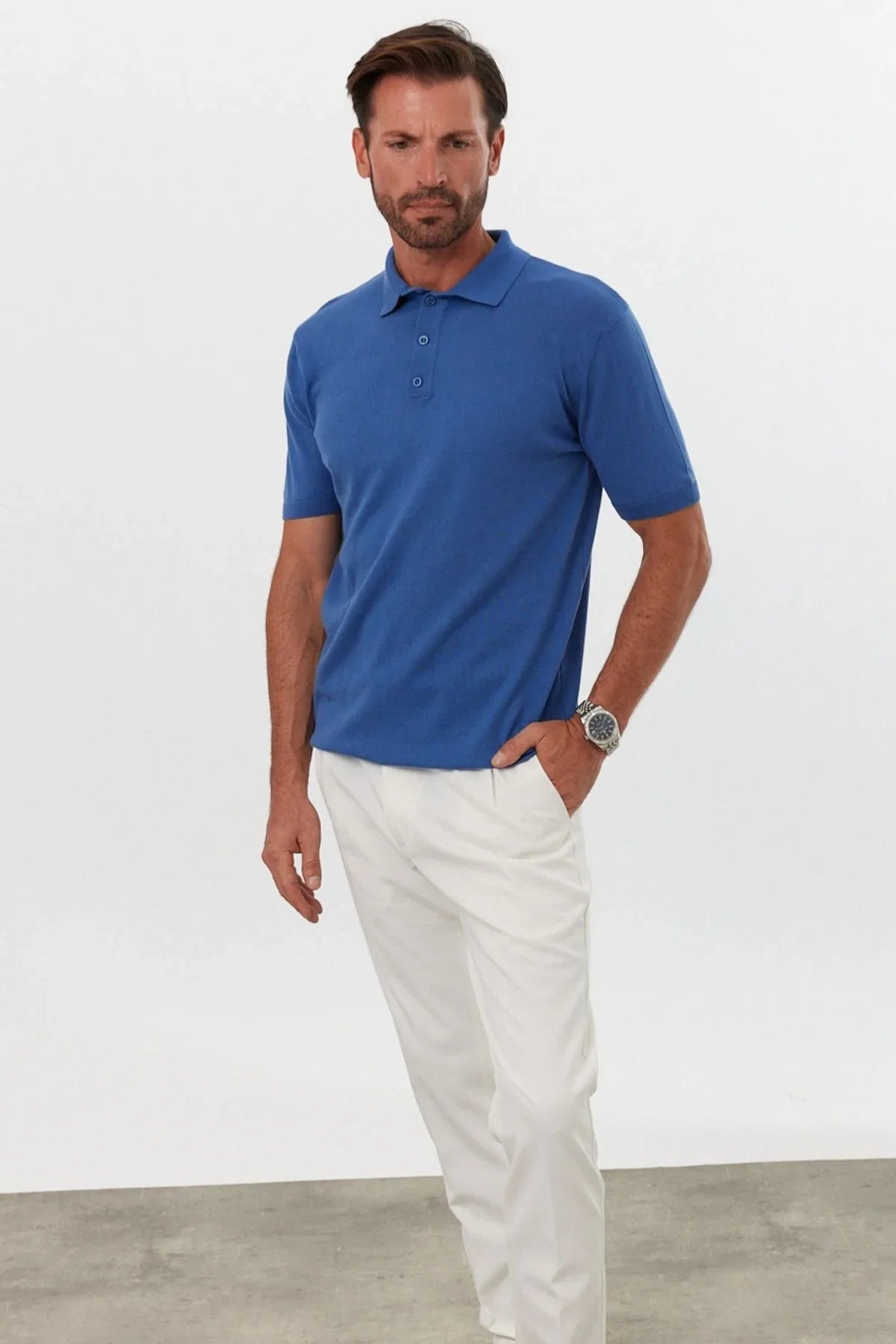 Erkek Polo Yaka Basic Kısa Kollu Yazlık Triko Tişört - Livio Ferri
