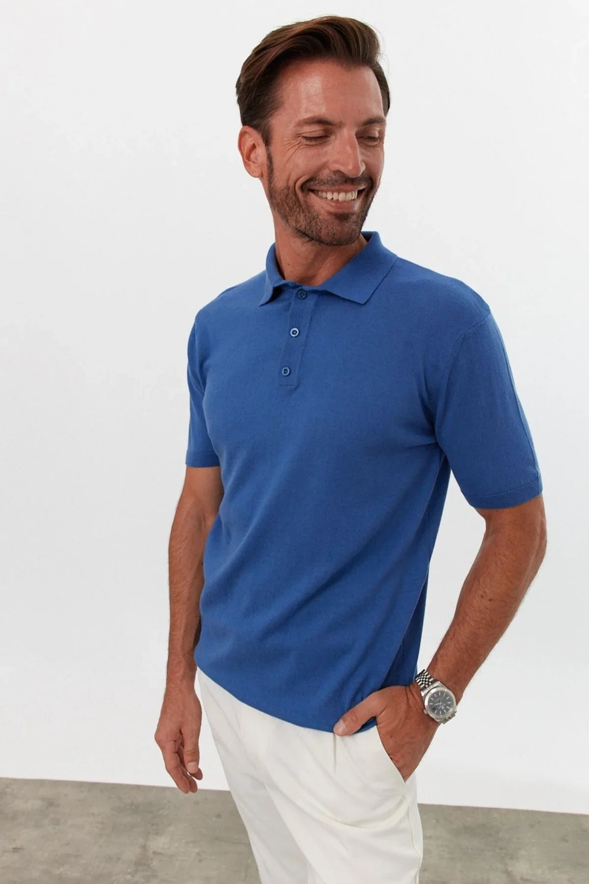 Erkek Polo Yaka Basic Kısa Kollu Yazlık Triko Tişört - Livio Ferri