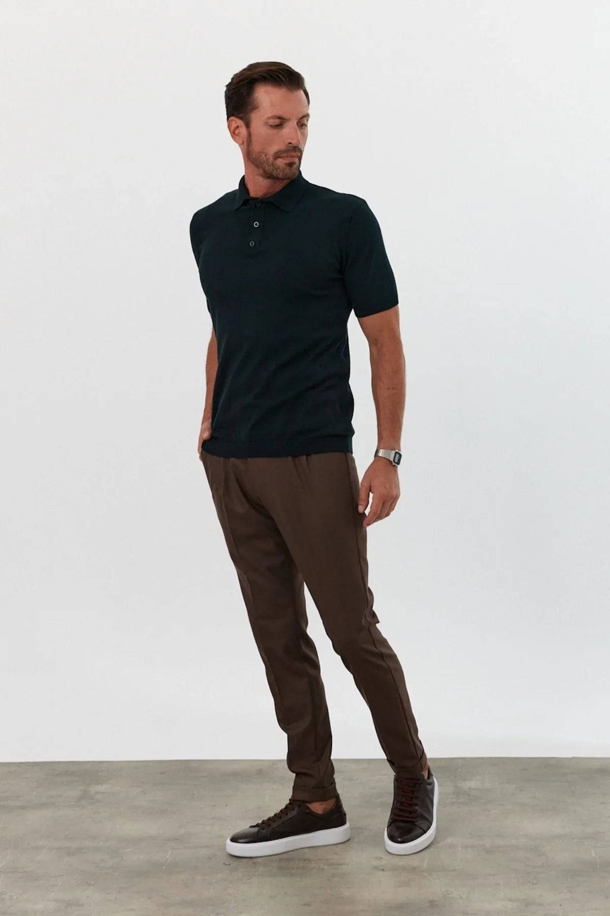 Erkek Polo Yaka Basic Kısa Kollu Yazlık Triko Tişört - Livio Ferri