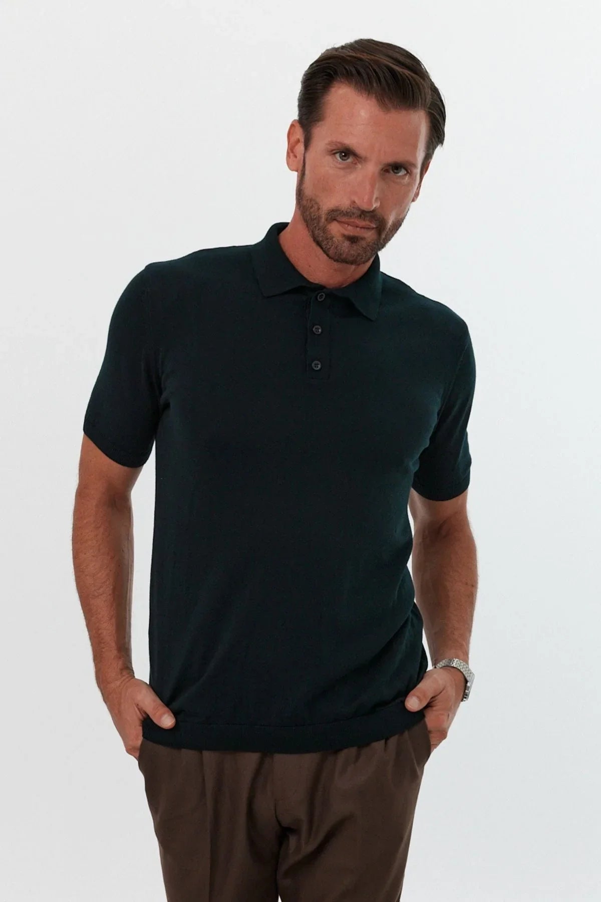 Erkek Polo Yaka Basic Kısa Kollu Yazlık Triko Tişört - Livio Ferri